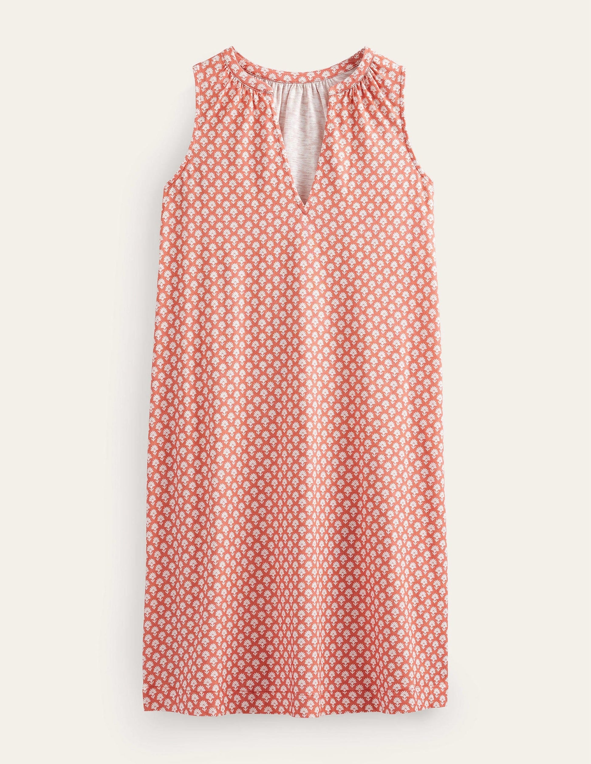 Notch-Neck Jersey Dress-Persimmon, Daisy Pome-5