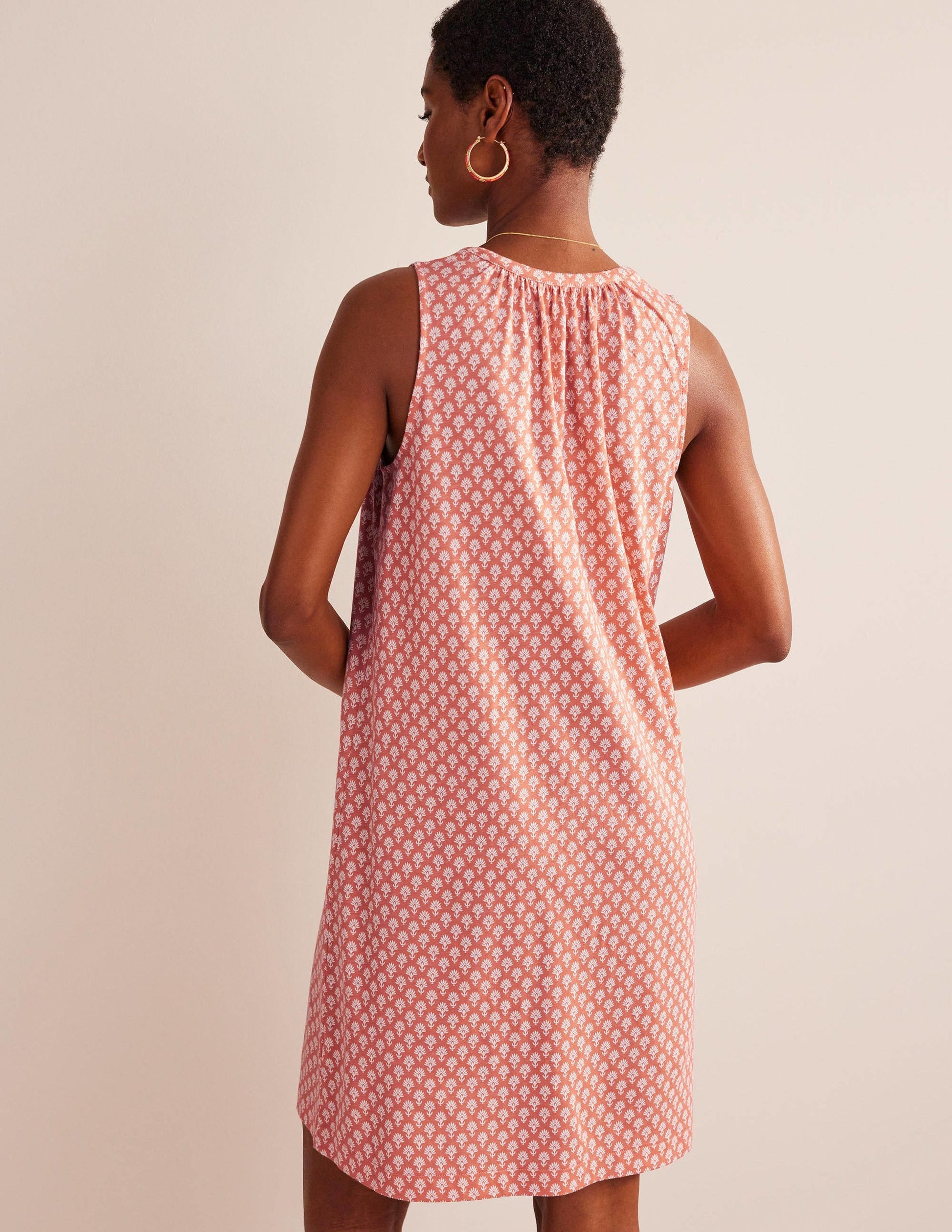 Notch-Neck Jersey Dress-Persimmon, Daisy Pome-3