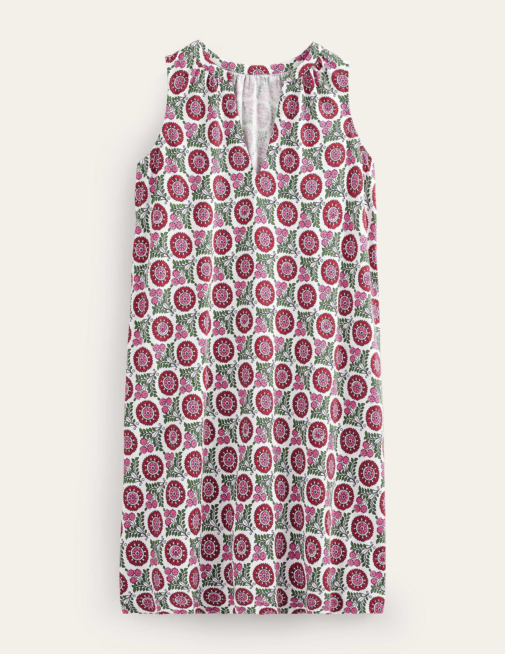 Notch-Neck Jersey Dress-Gin Fizz, Sunflower Sprig-6