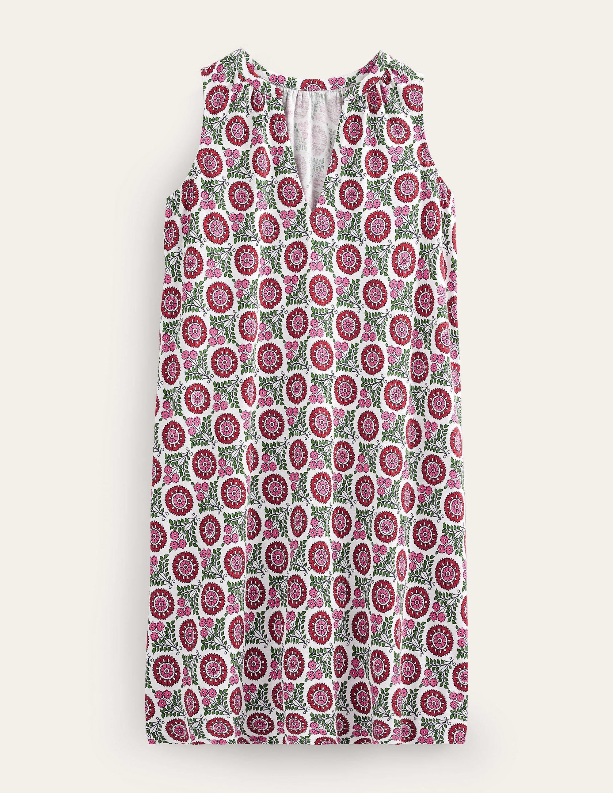 Notch-Neck Jersey Dress-Gin Fizz, Sunflower Sprig - Image 6