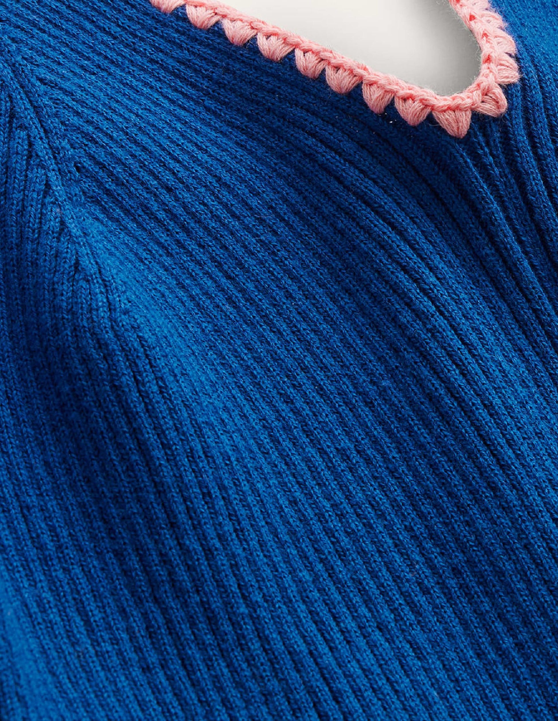 Crochet-Trim Knitted Dress-Sapphire-8