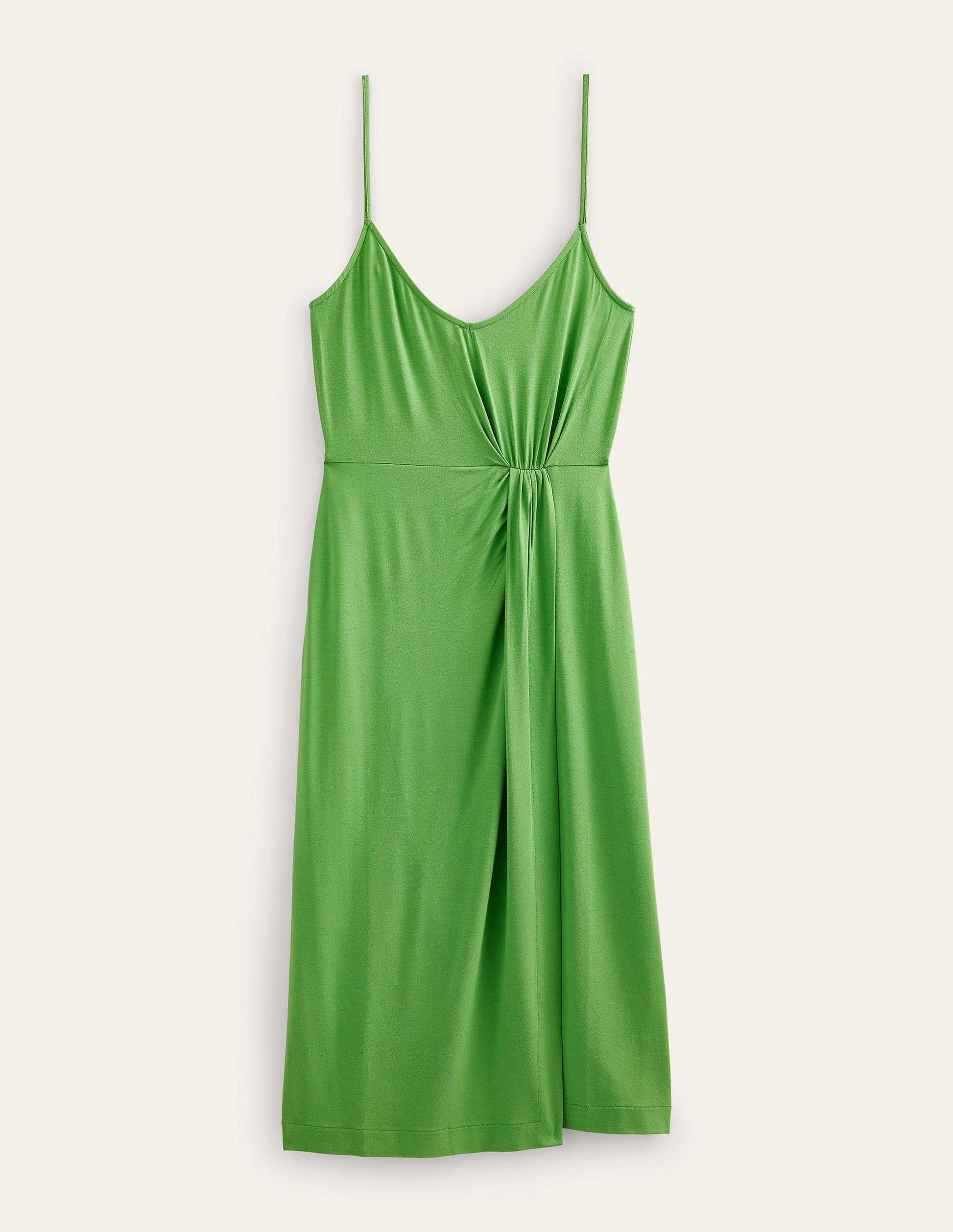 Gathered Jersey Midi Dress-Lime-5