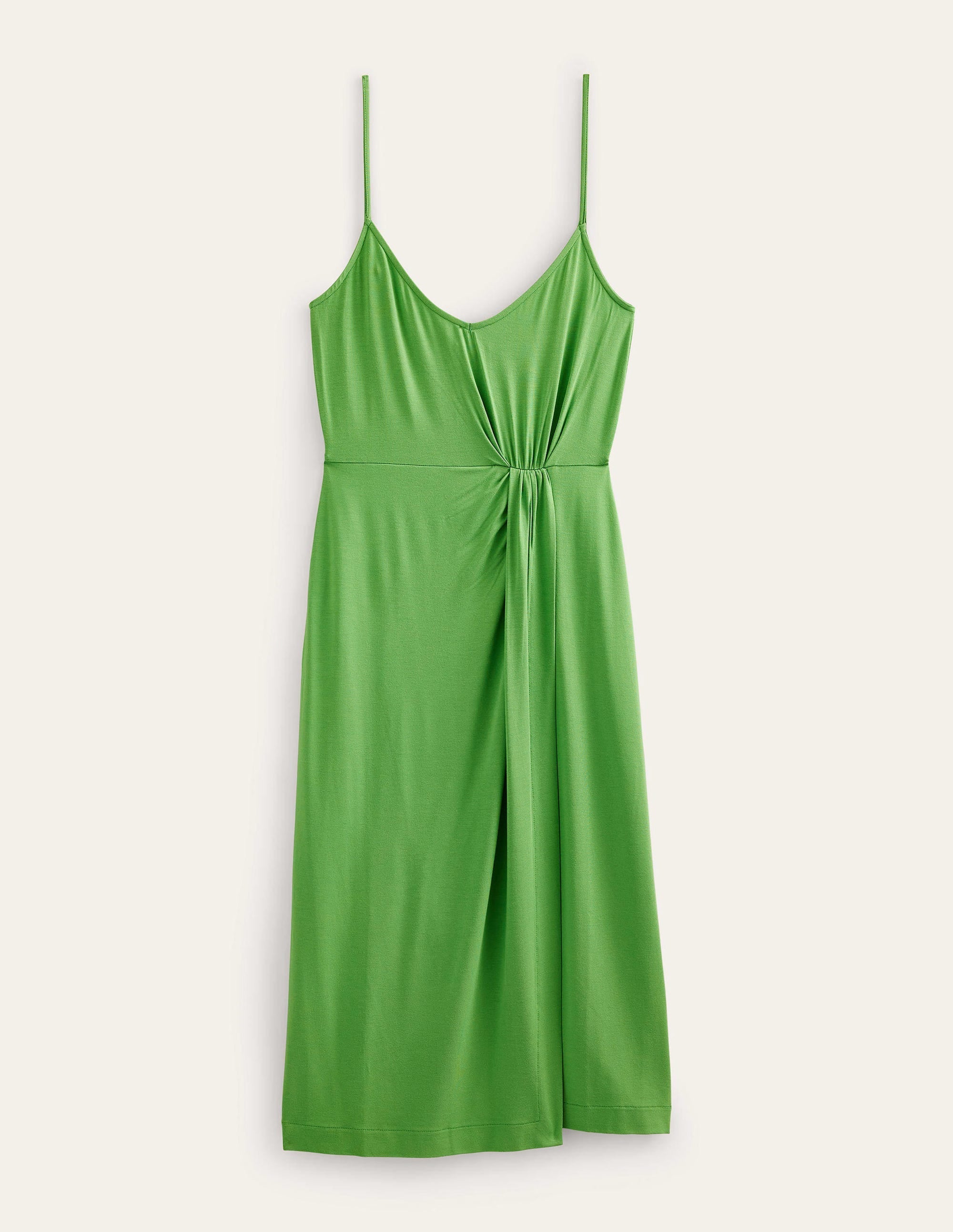 Gathered Jersey Midi Dress-Lime - Image 5