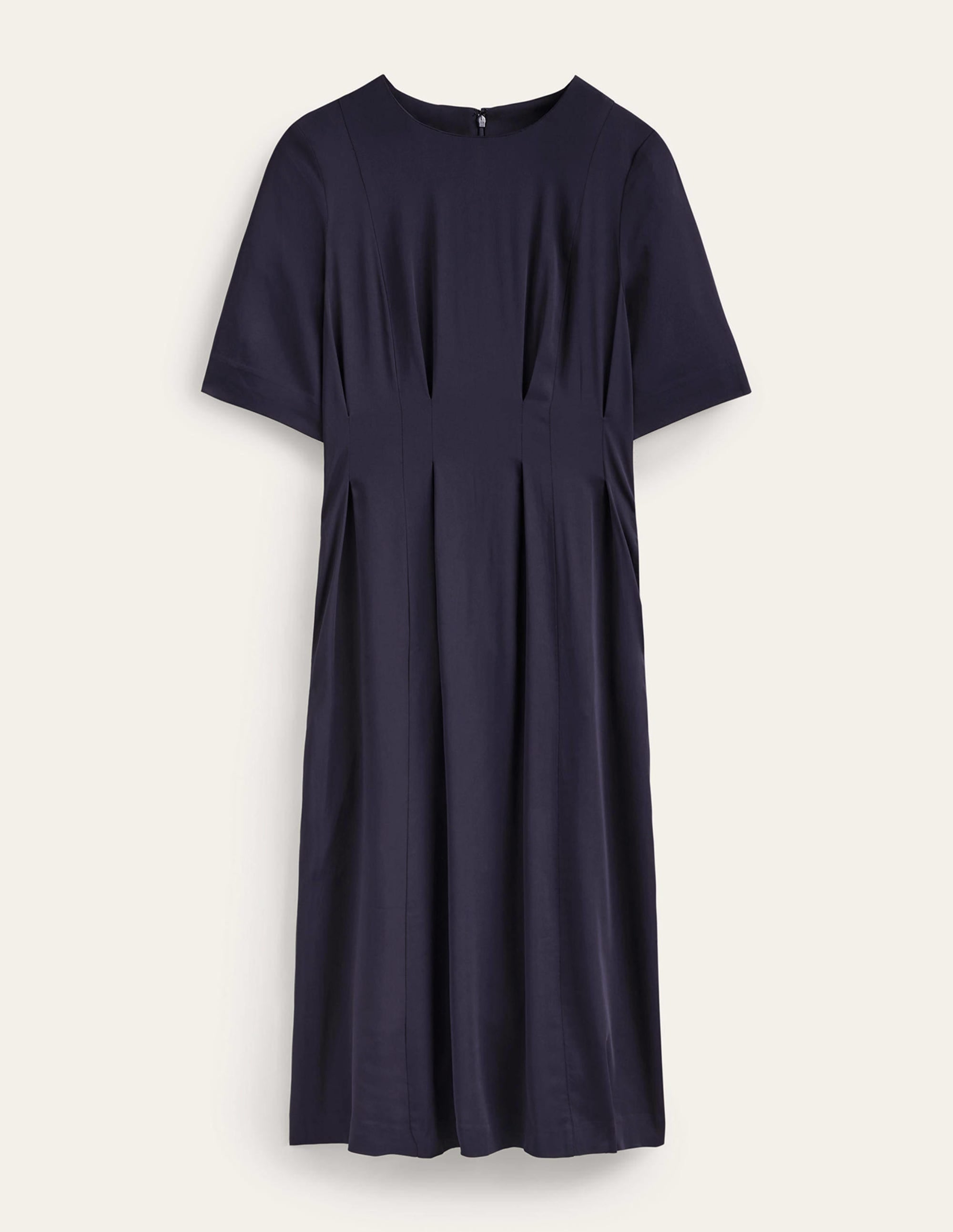 Pleated Midi Dress-Navy - Image 5
