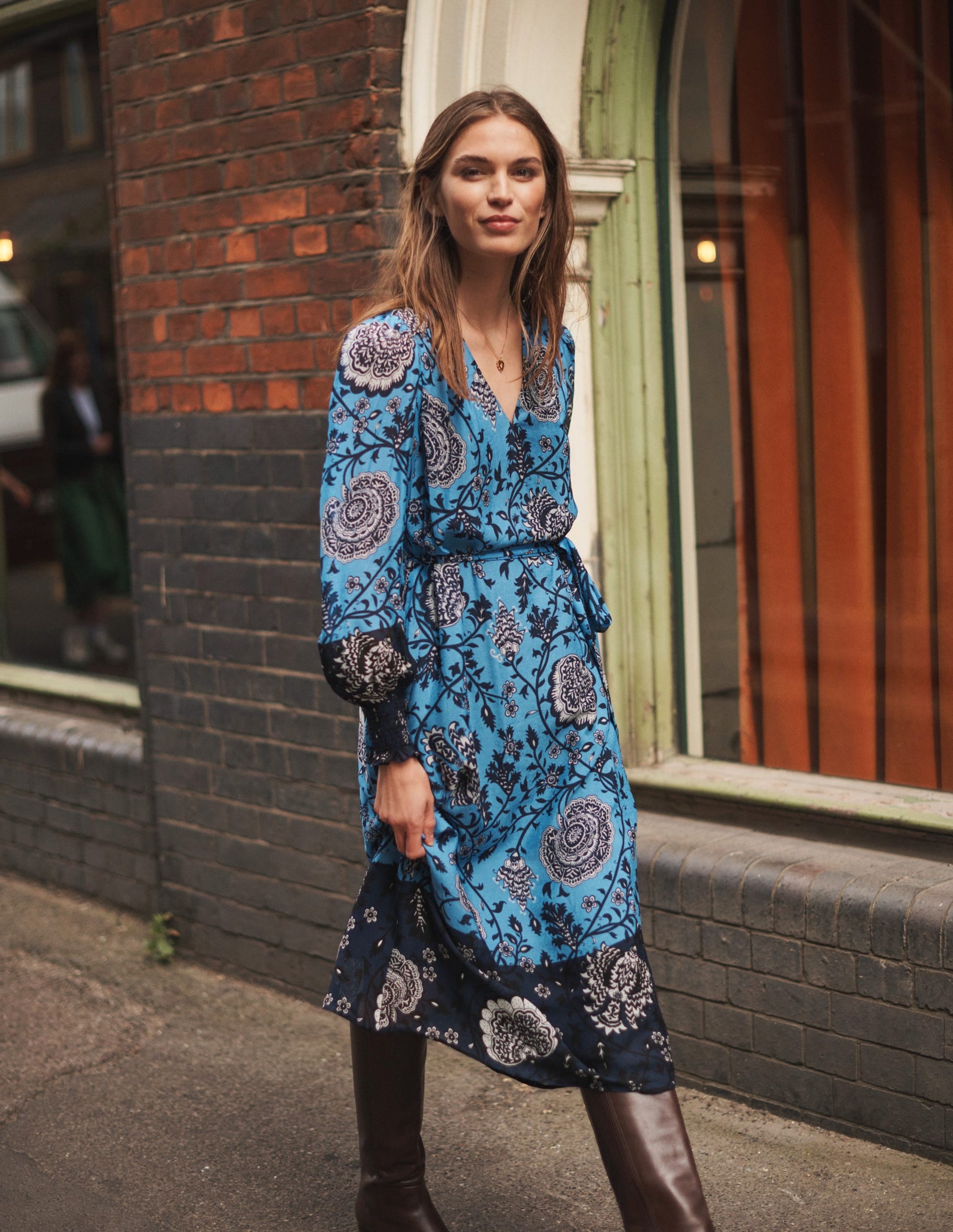 Tie Waist Midi Dress-Marina, Gardenia Grove-5