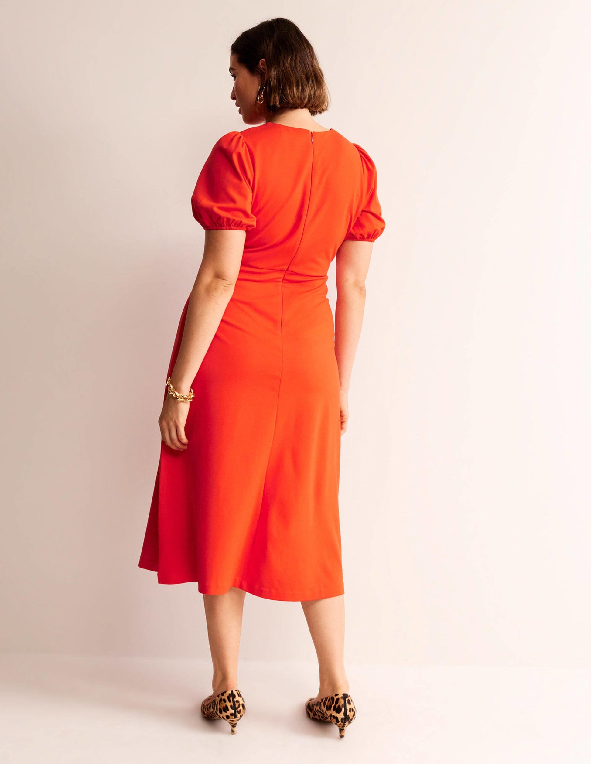 Nancy Ponte Midi Dress-Fiesta Orange-5