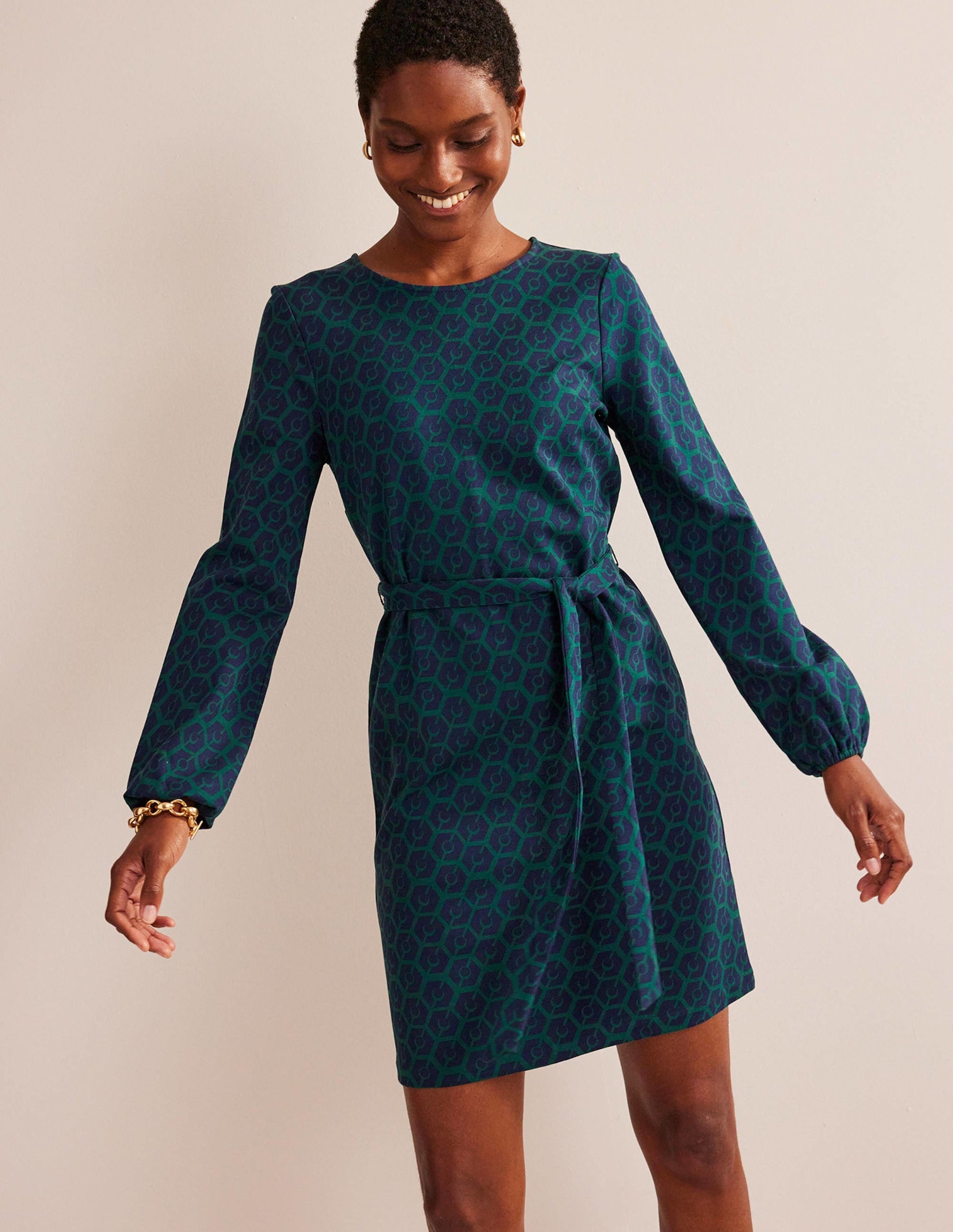 Violet Ponte Shift Dress-Emerald Night, Reverie-1