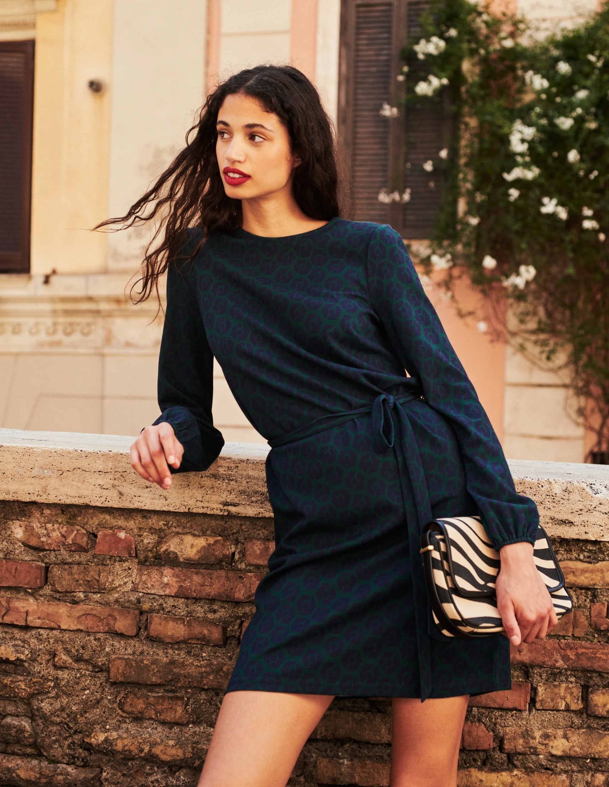 Violet Ponte Shift Dress-Emerald Night, Reverie-5