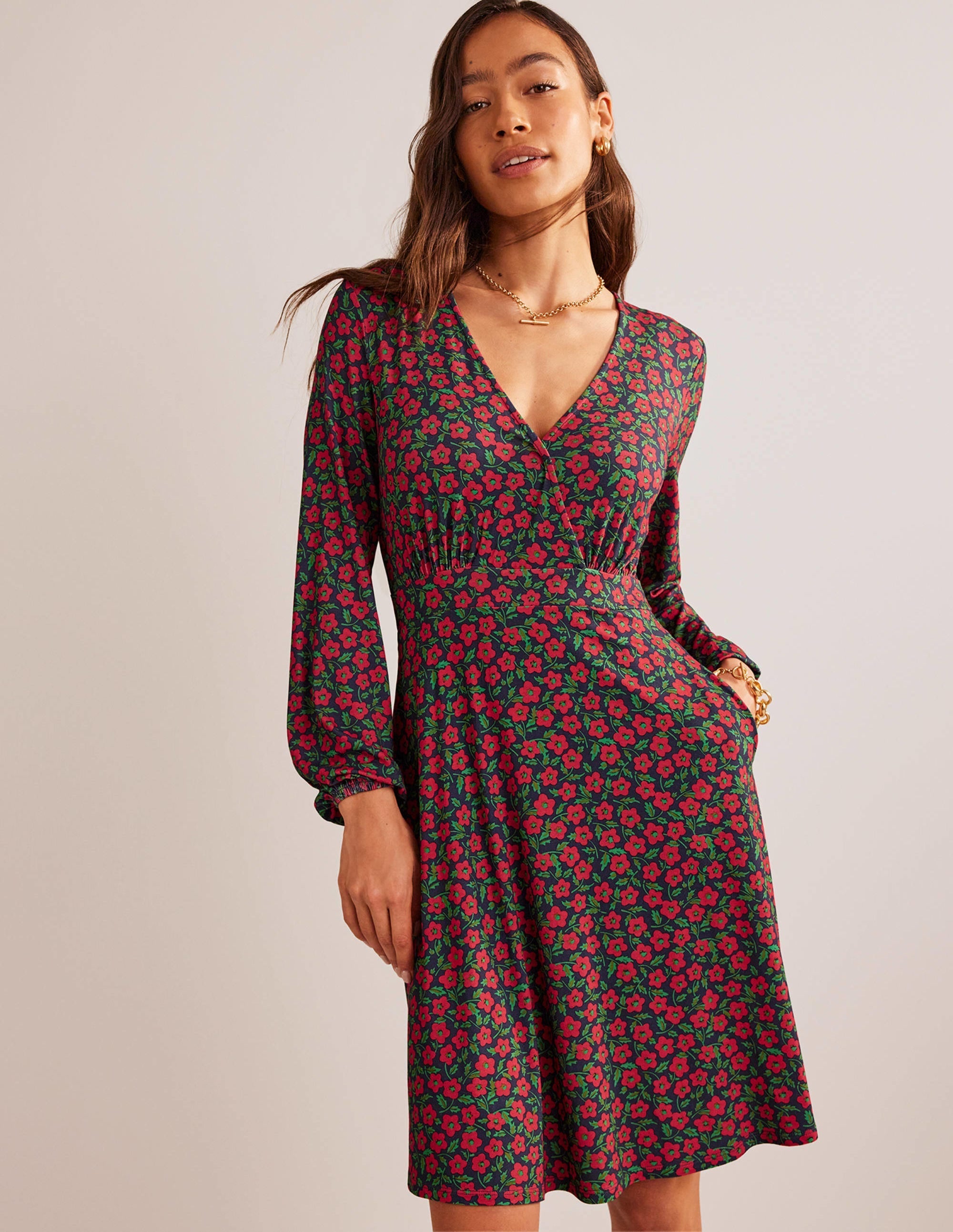 Willow Jersey Dress-Hot Pepper, Petal Pop - Image 1