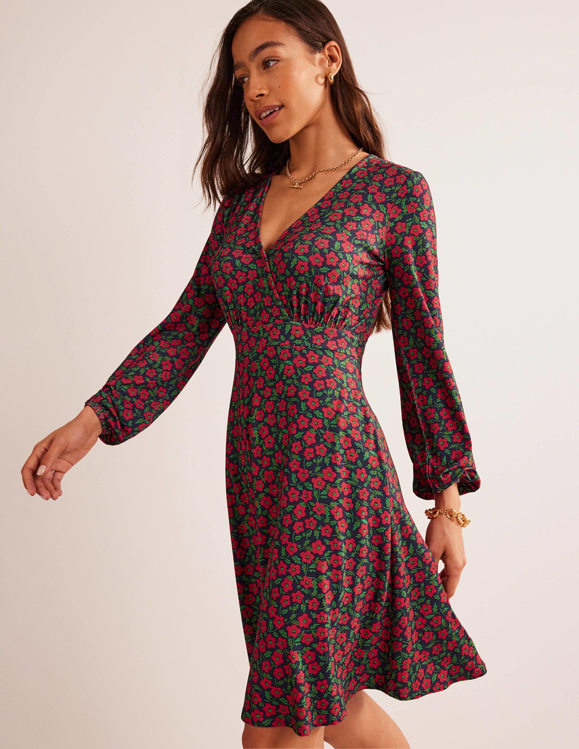 Willow Jersey Dress-Hot Pepper, Petal Pop-4