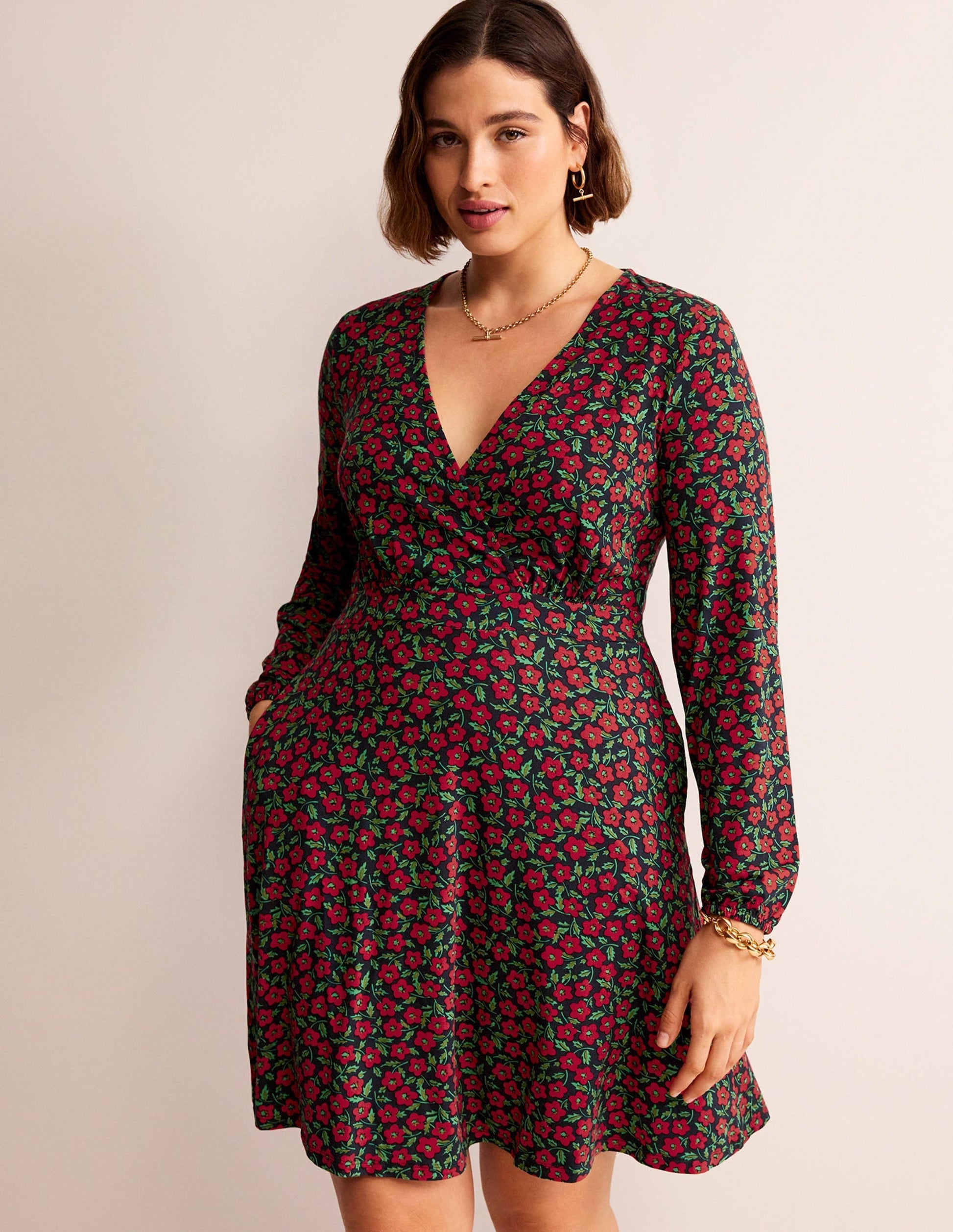 Willow Jersey Dress-Hot Pepper, Petal Pop-5