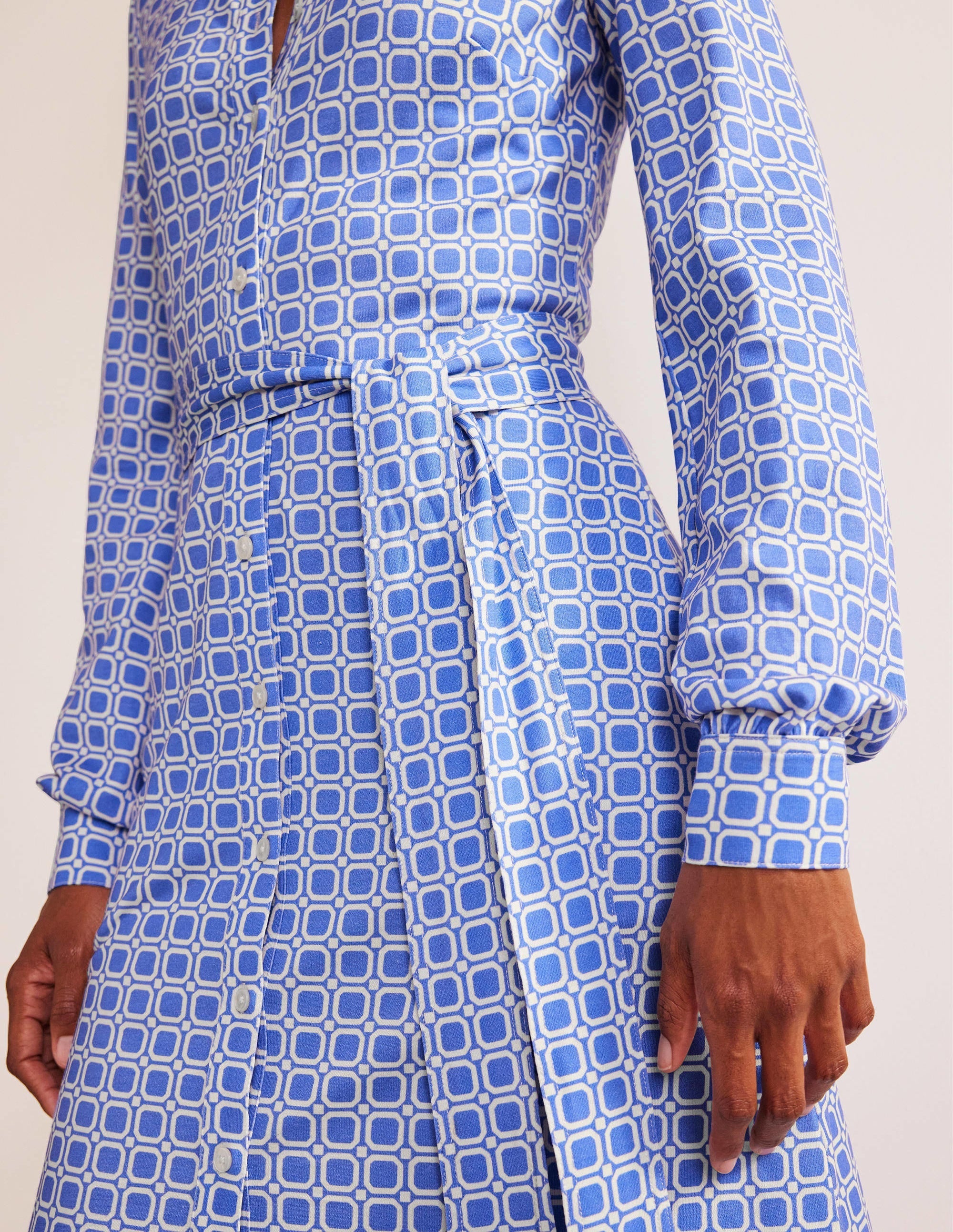 Julia Jersey Shirt Dress-Cyan, Block Cube - Image 2