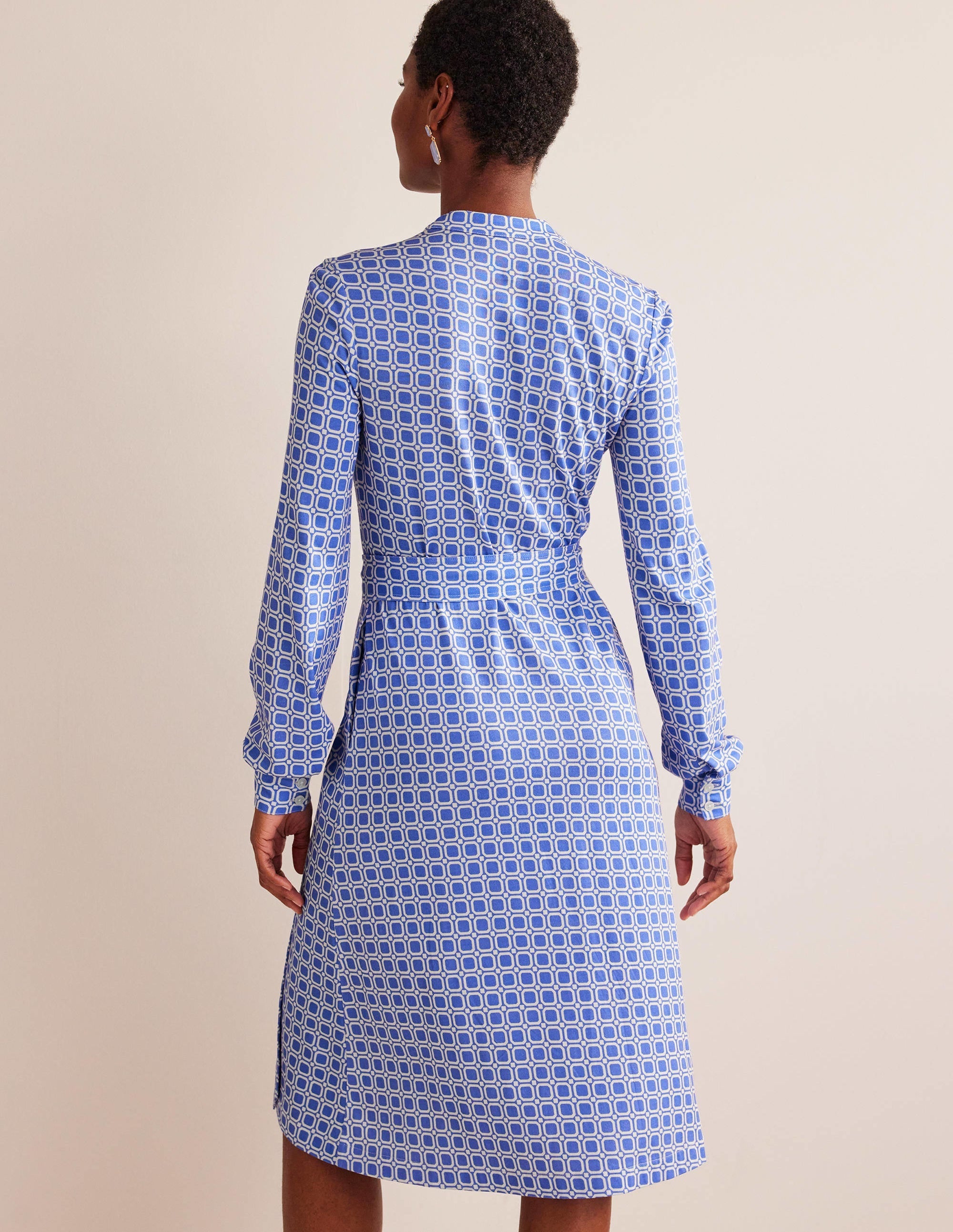 Julia Jersey Shirt Dress-Cyan, Block Cube - Image 3