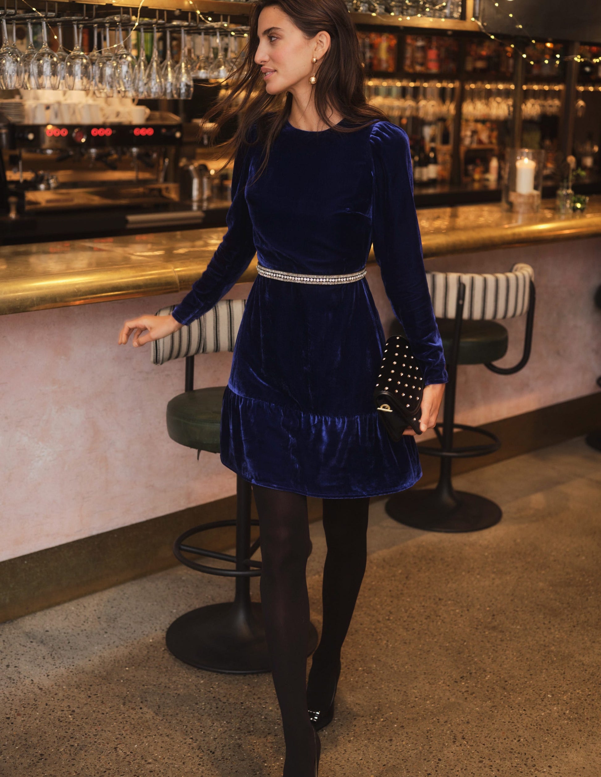 Velvet Short Dress-Sapphire Blue-5