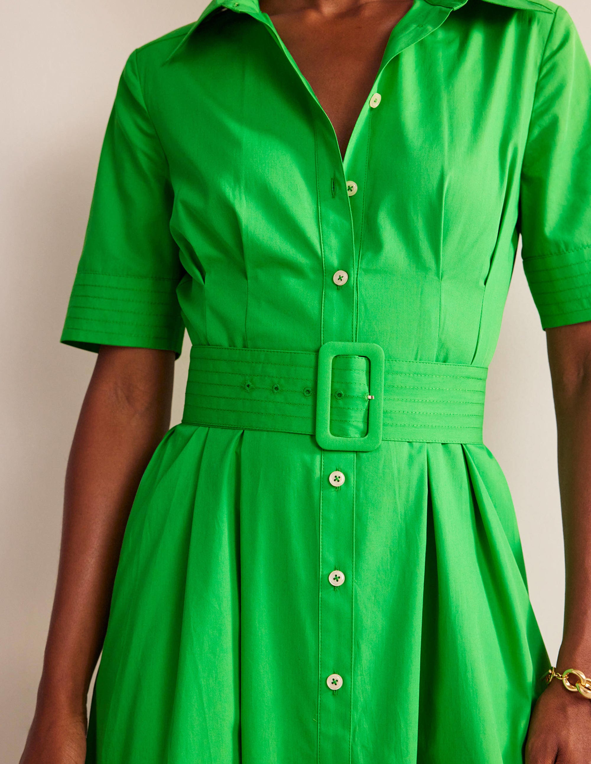 Pippa Midi Shirt Dress-Bright Green - Image 2