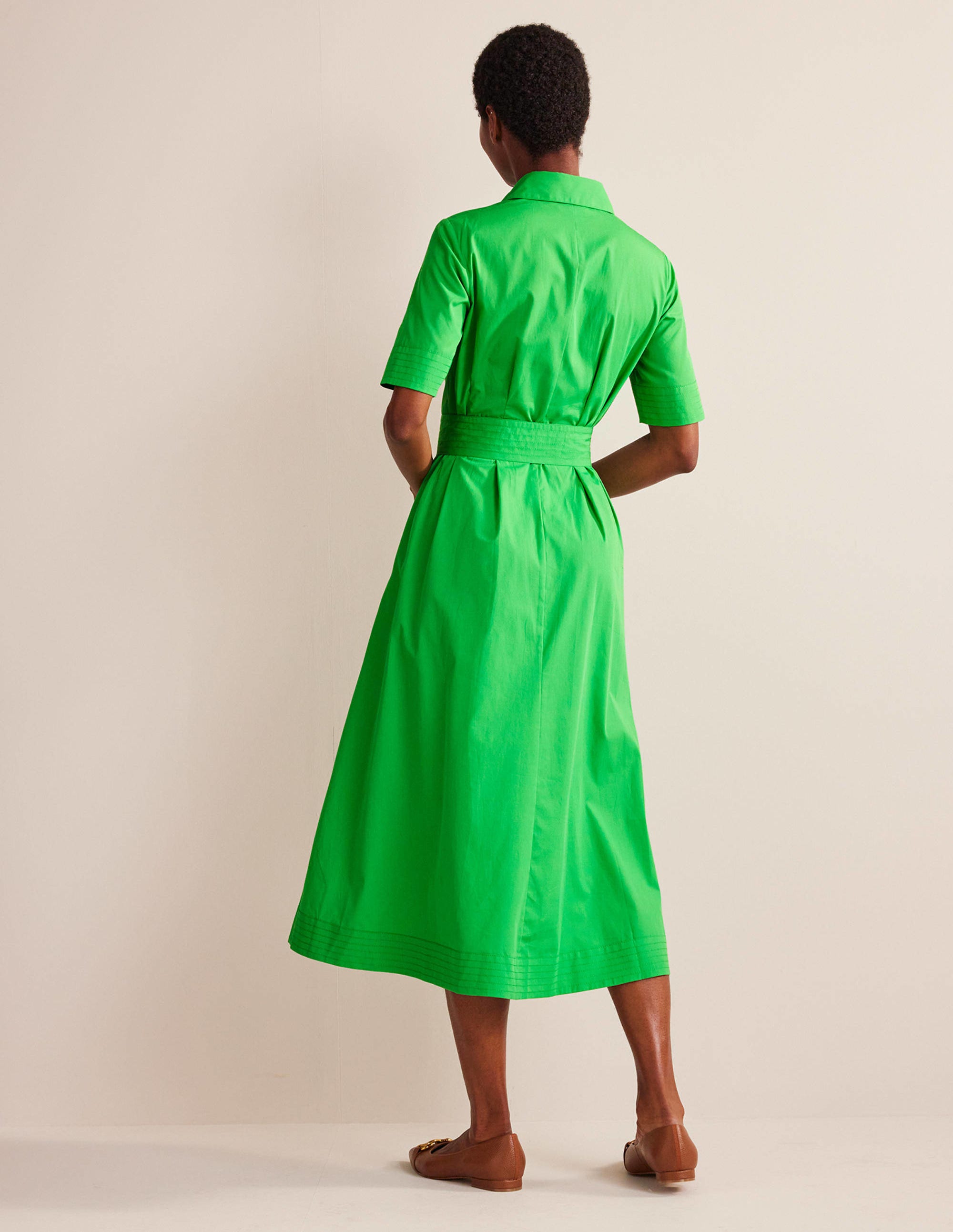 Pippa Midi Shirt Dress-Bright Green - Image 3