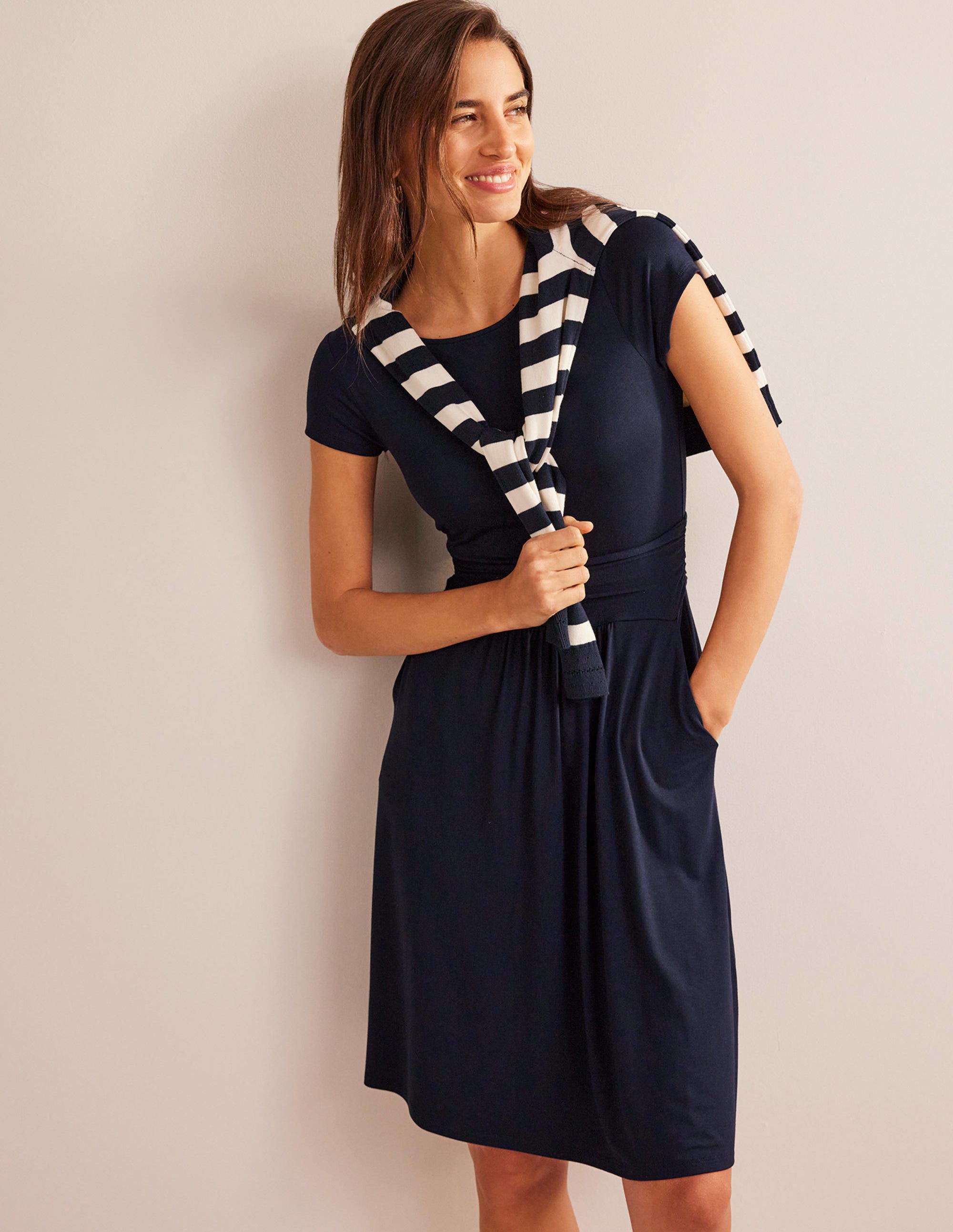 Amelie Jersey Dress-Navy - Image 1