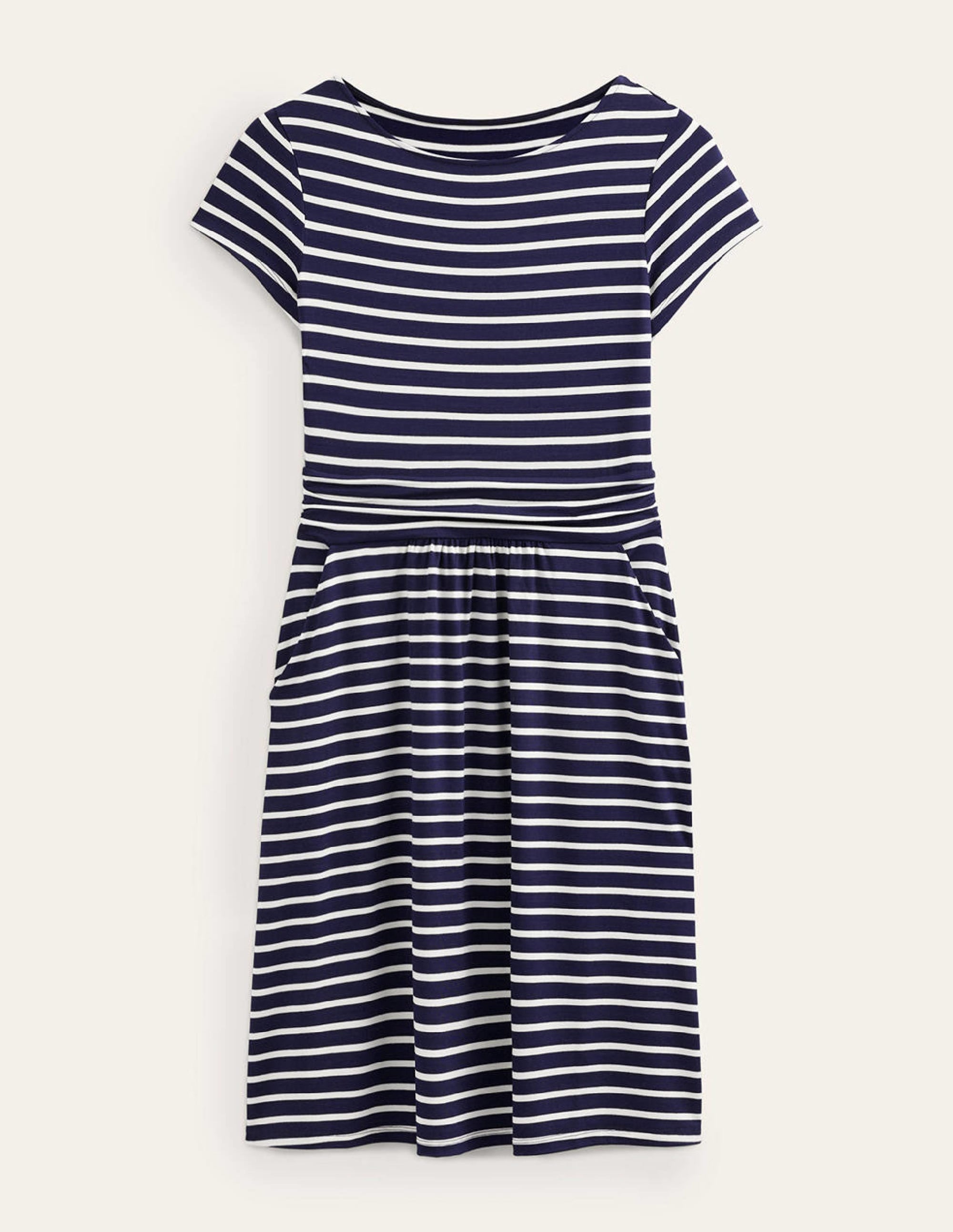 Amelie Jersey Dress-Navy, Ivory Stripe - Image 6