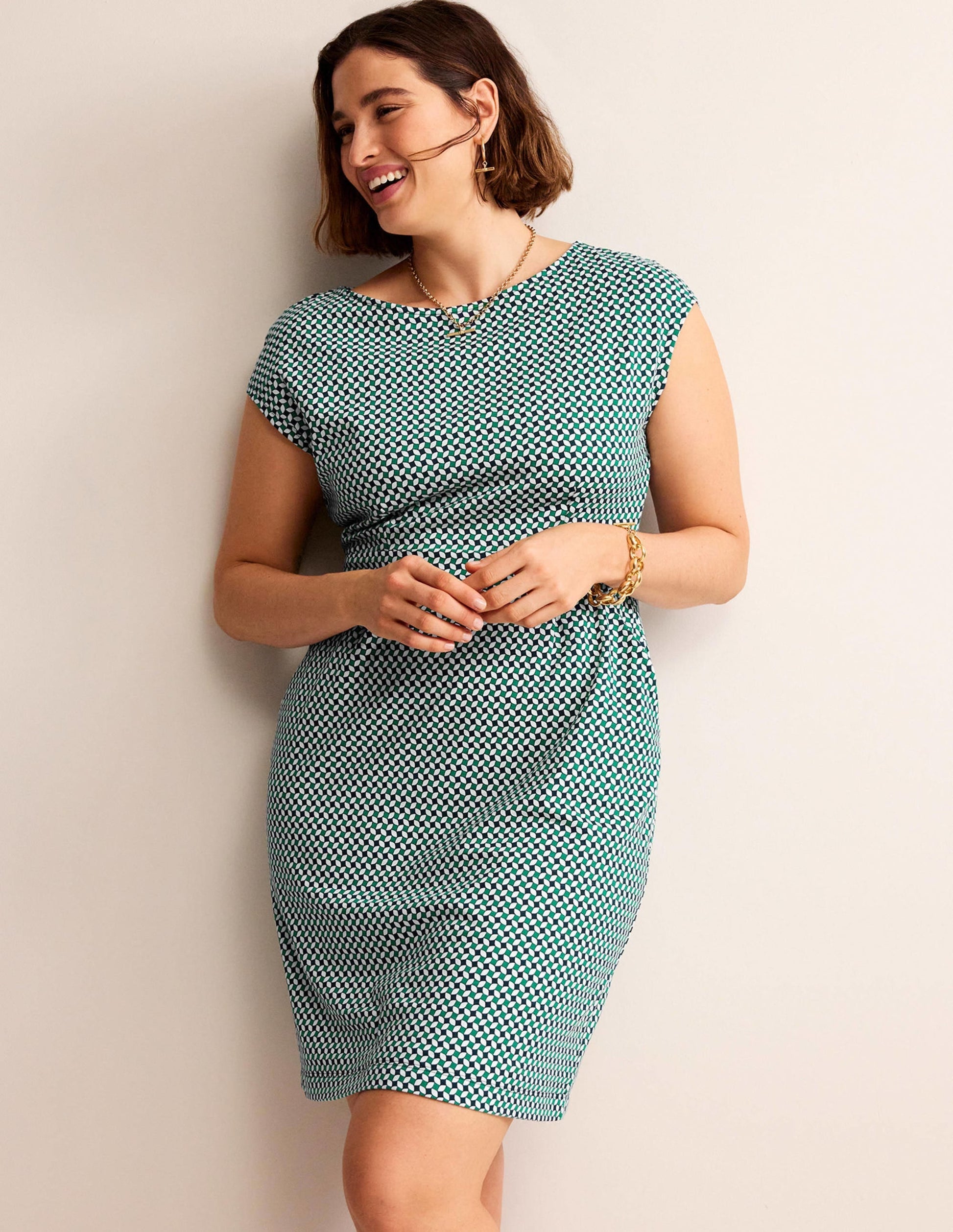Florrie Jersey Dress-Meadow Green, Abstract Diamond-7