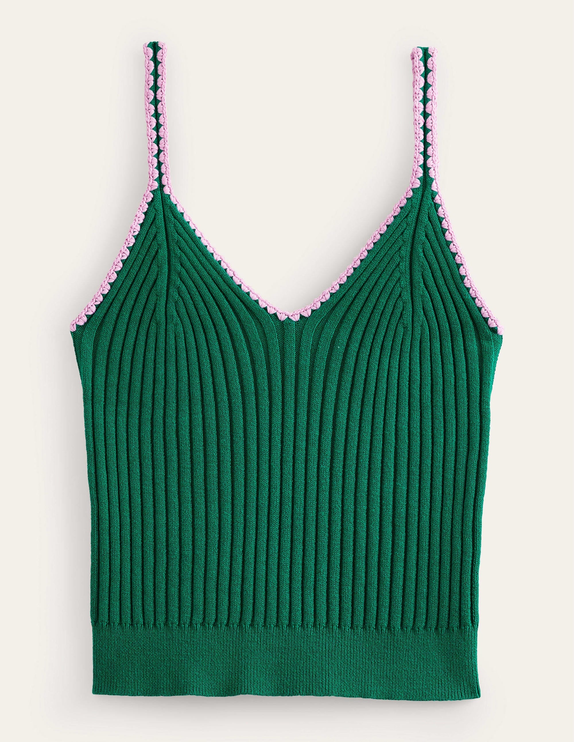 Crochet-Trim Knit Crop Vest-Bright Emerald - Image 5