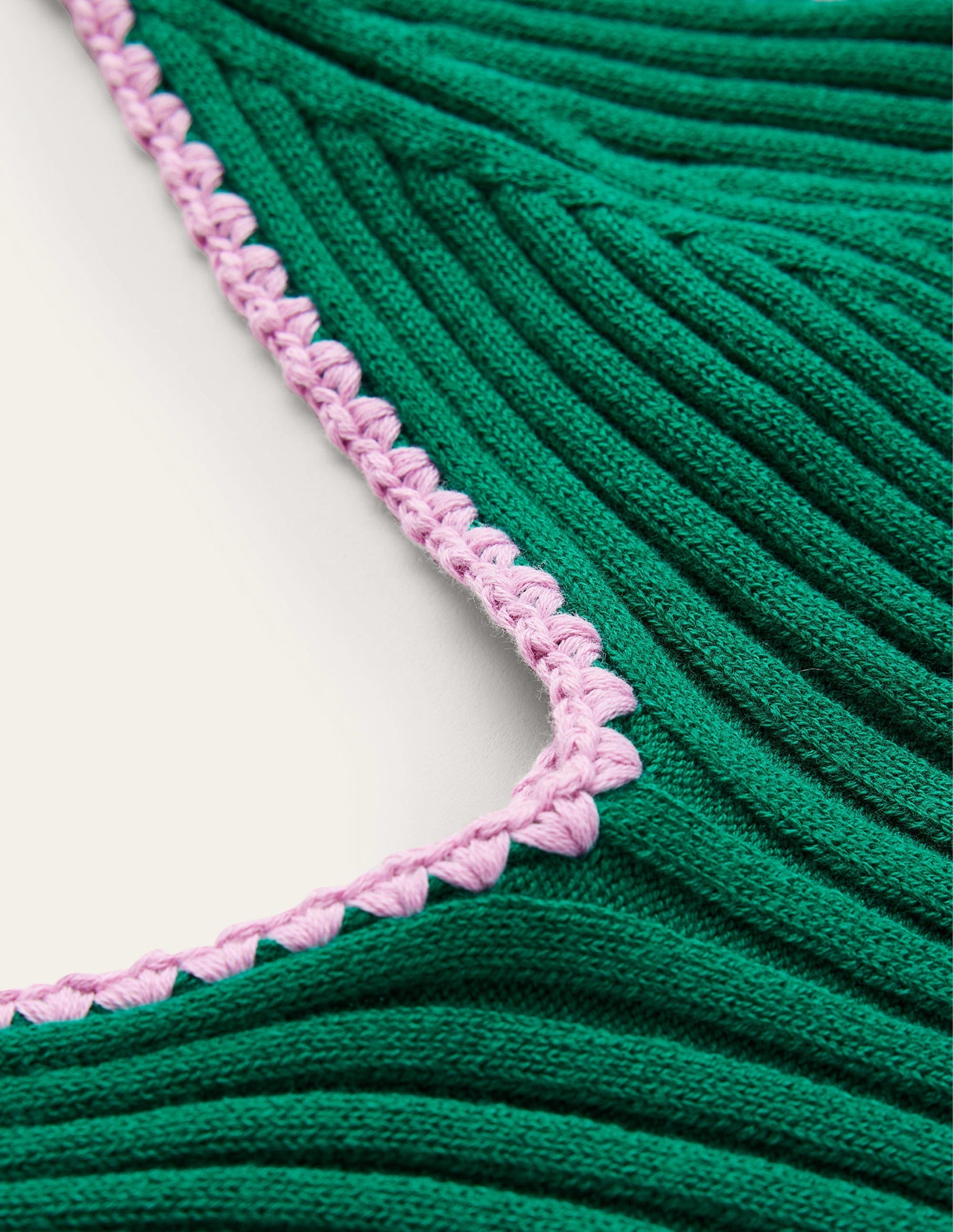Crochet-Trim Knit Crop Vest-Bright Emerald - Image 6