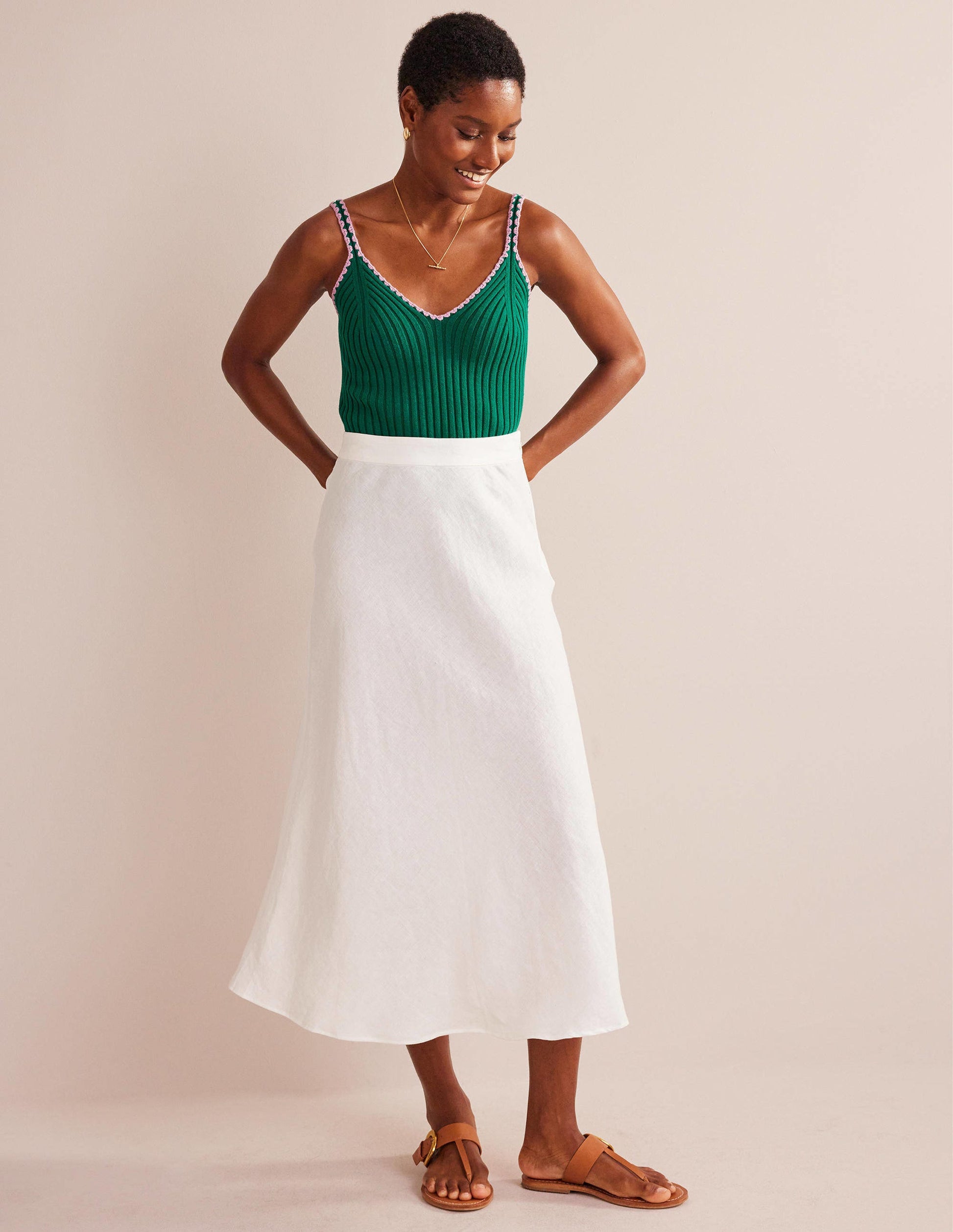 Crochet-Trim Knit Crop Vest-Bright Emerald-4