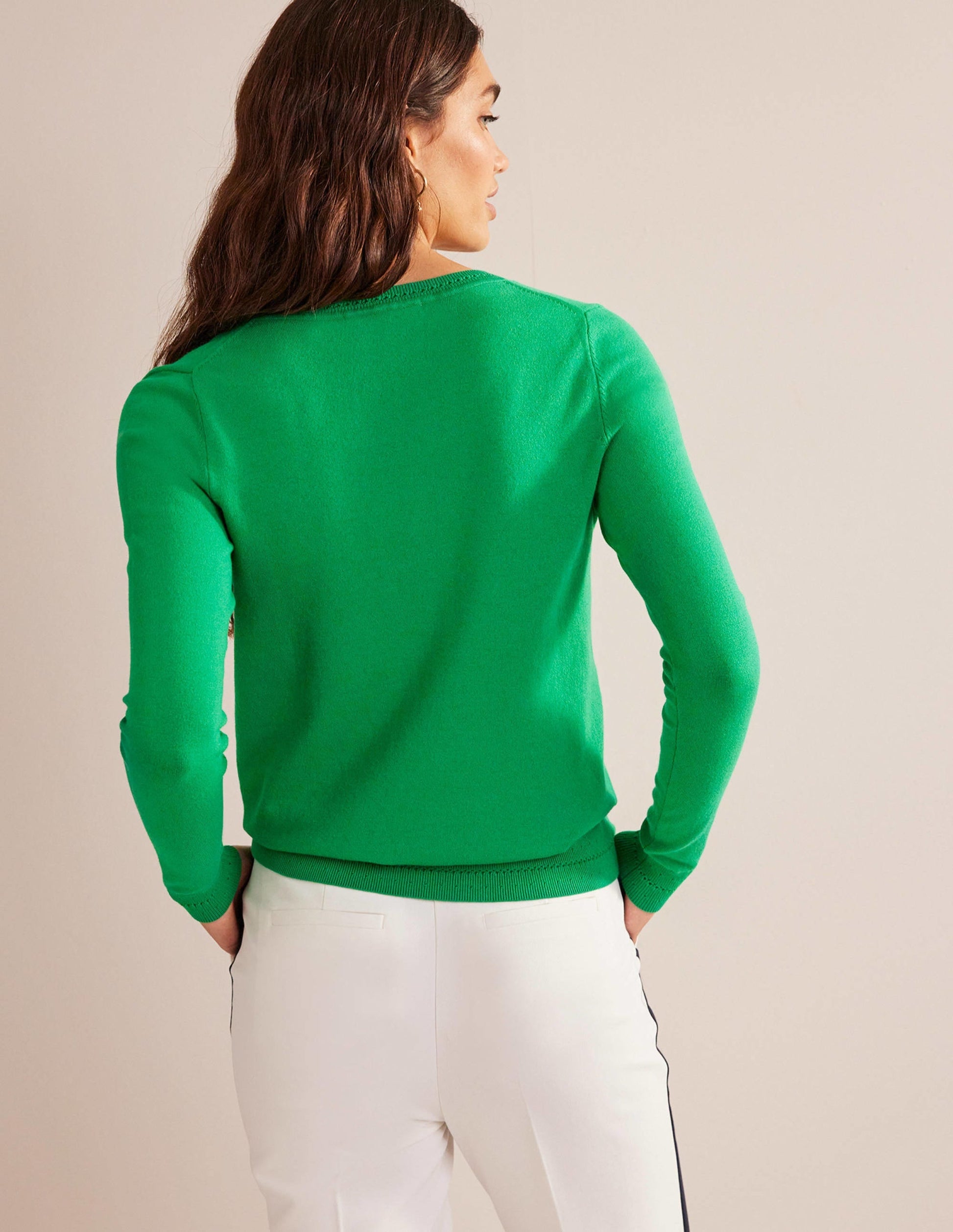 Catriona Cotton V-Neck Jumper-Fresh Mint Green-3