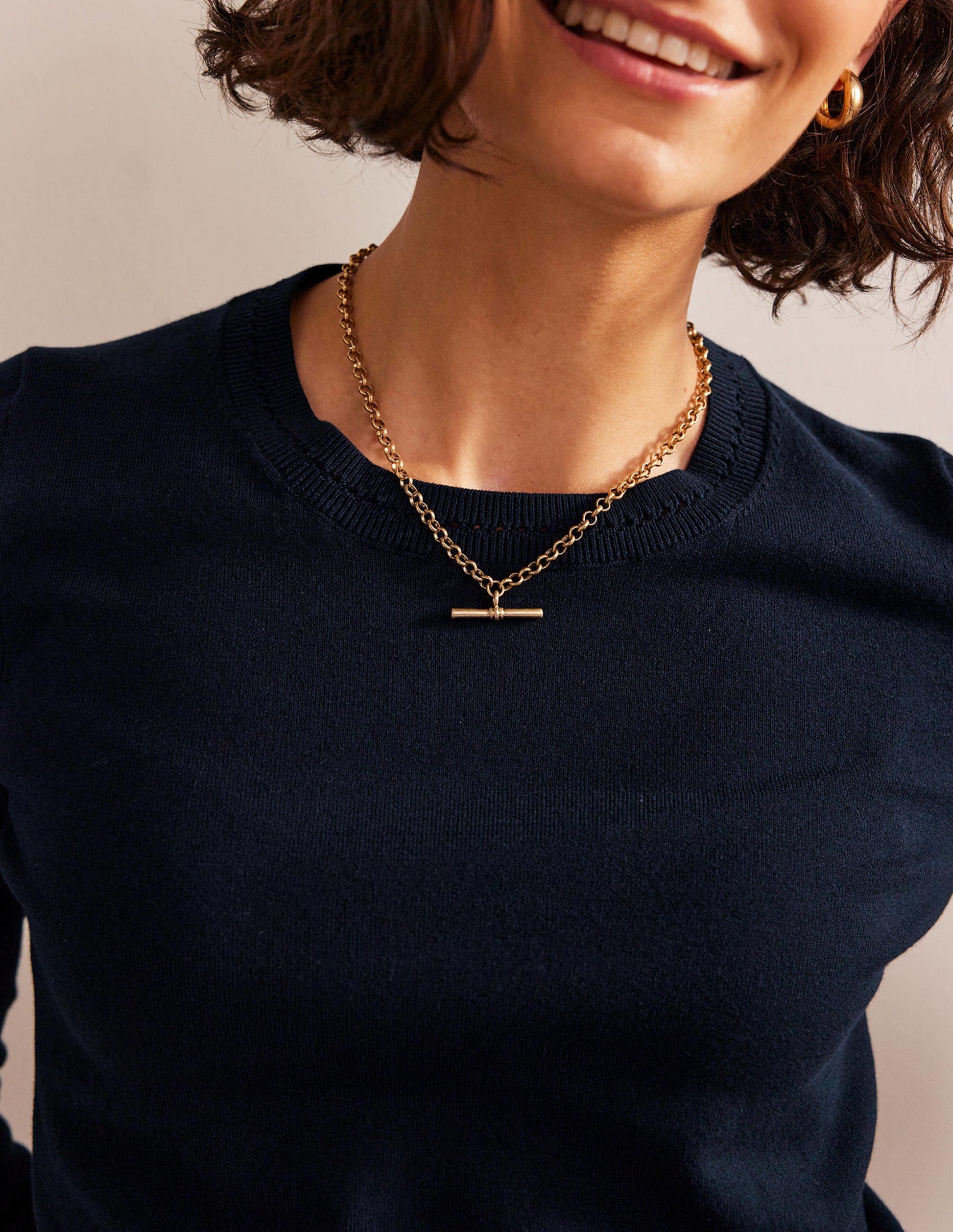 Catriona Cotton Crew Jumper-Navy-2
