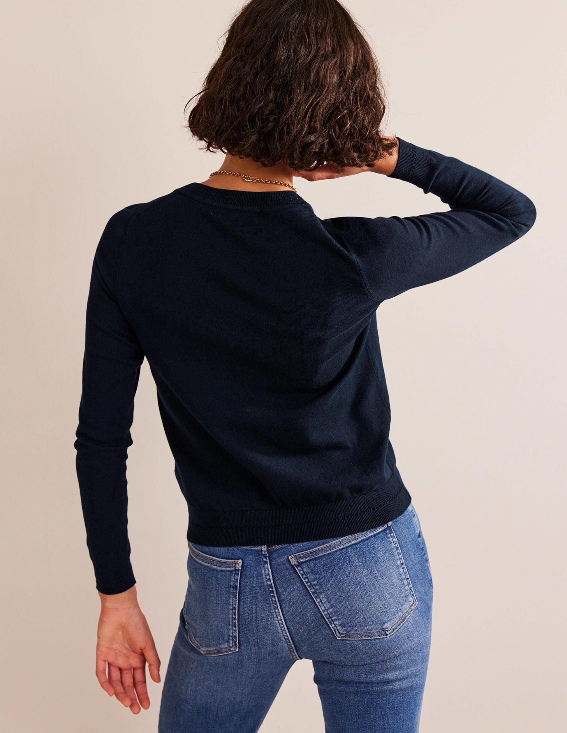 Catriona Cotton Crew Jumper-Navy-3