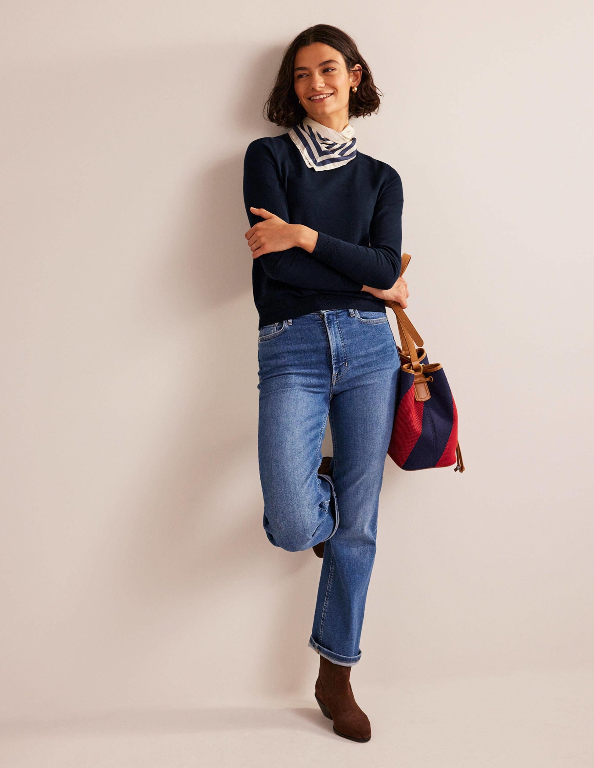 Catriona Cotton Crew Jumper-Navy-4