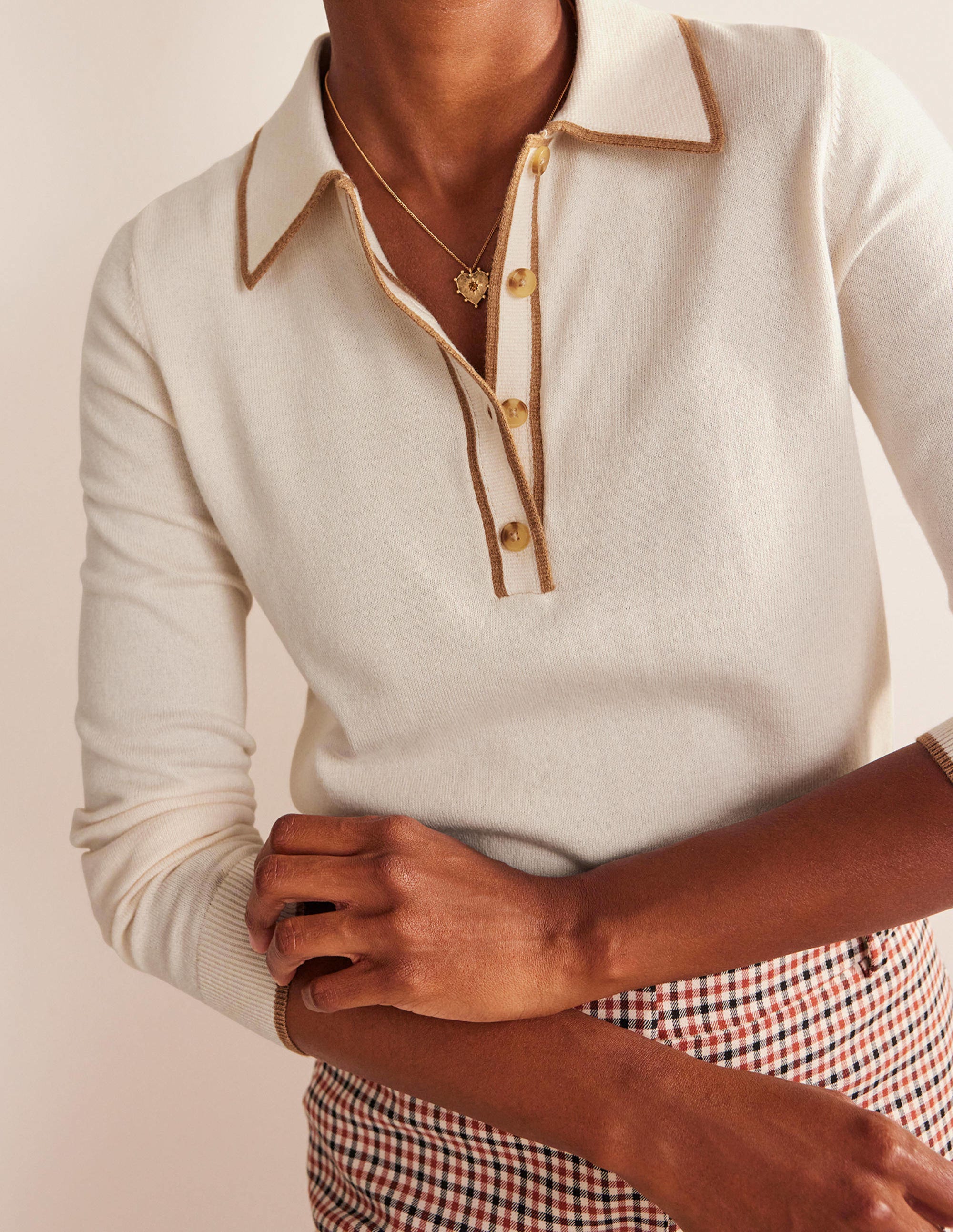 Cotton Blend Henley Jumper-Warm Ivory - Image 4