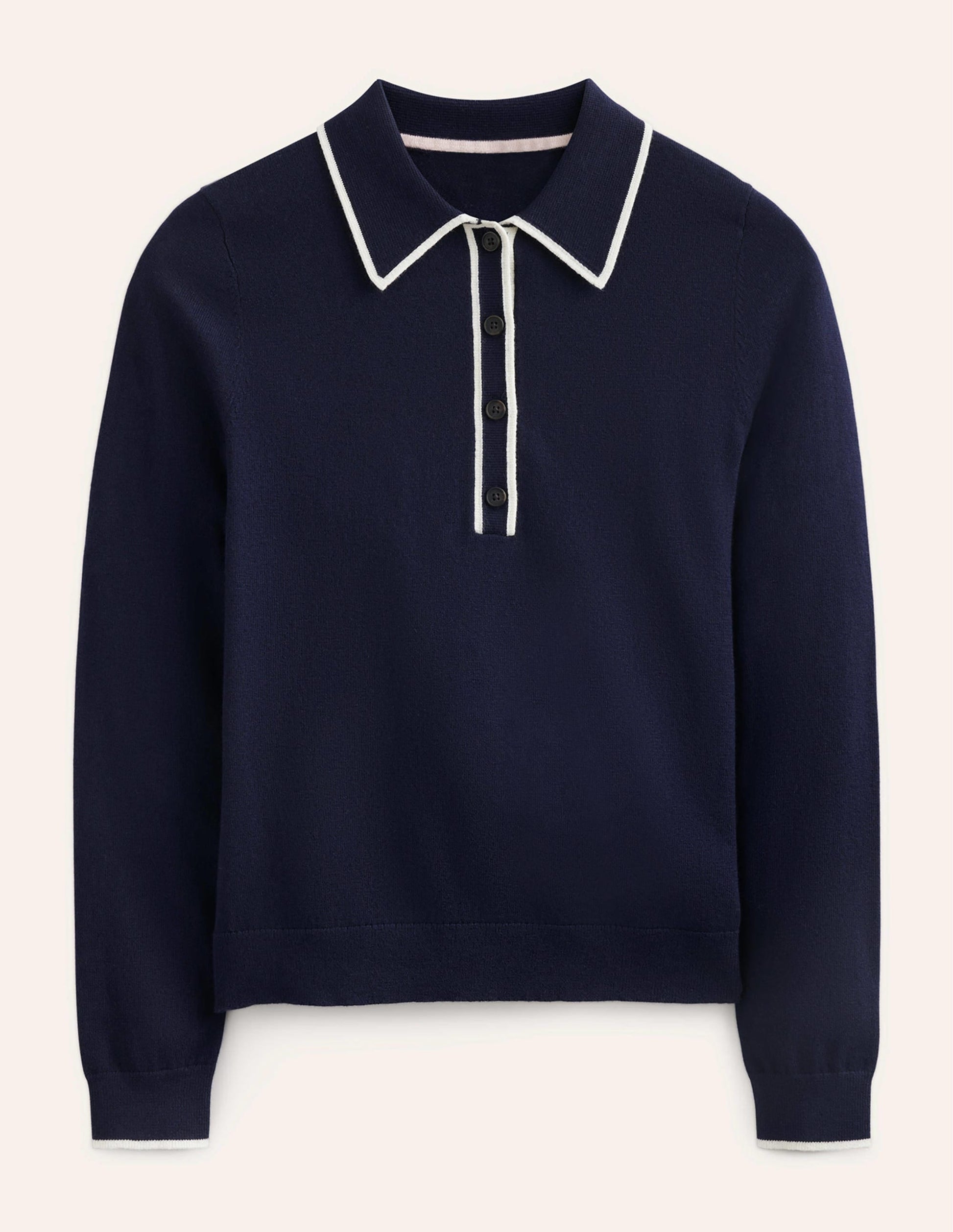 Cotton Blend Henley Jumper-Navy-5