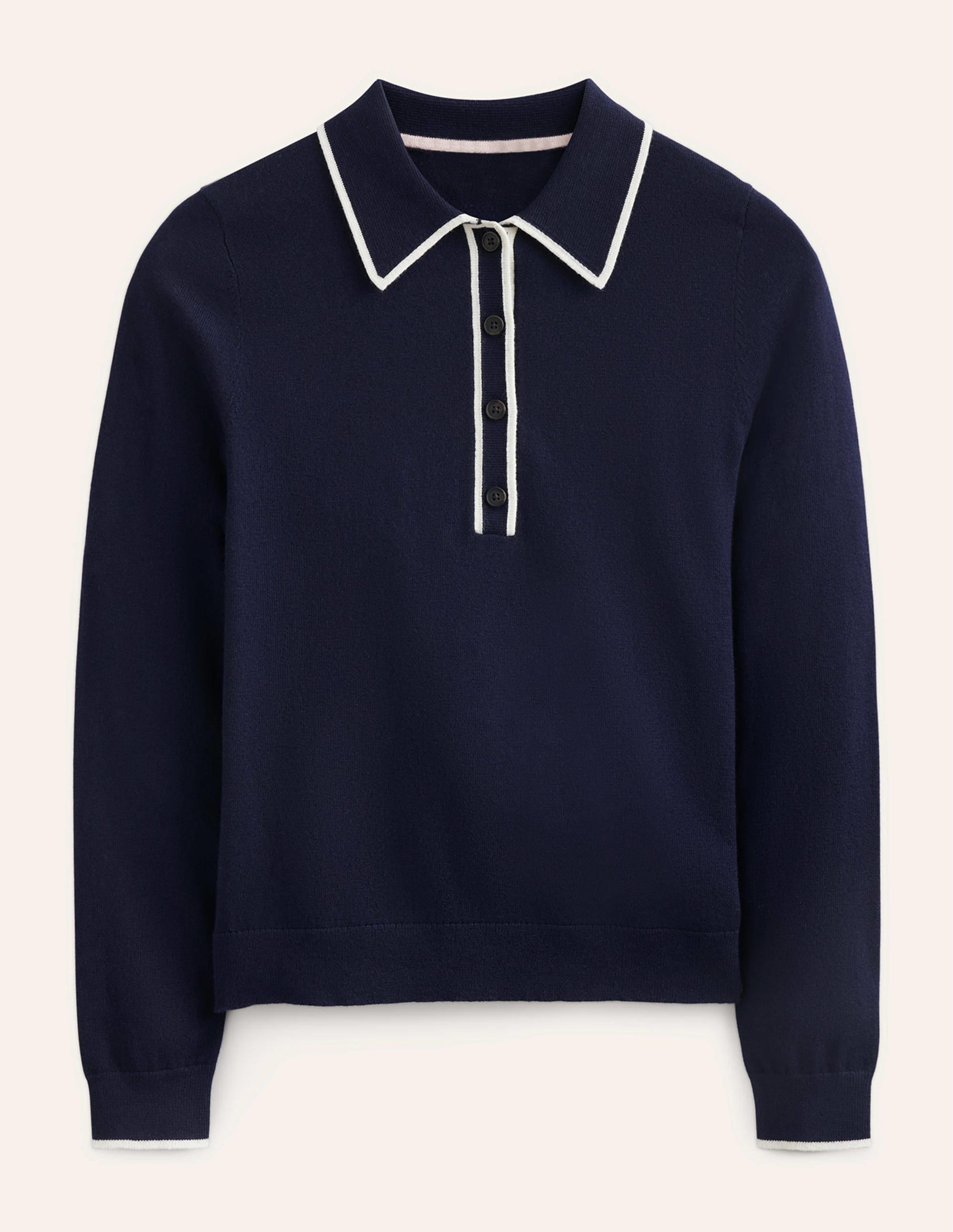 Cotton Blend Henley Jumper-Navy - Image 5