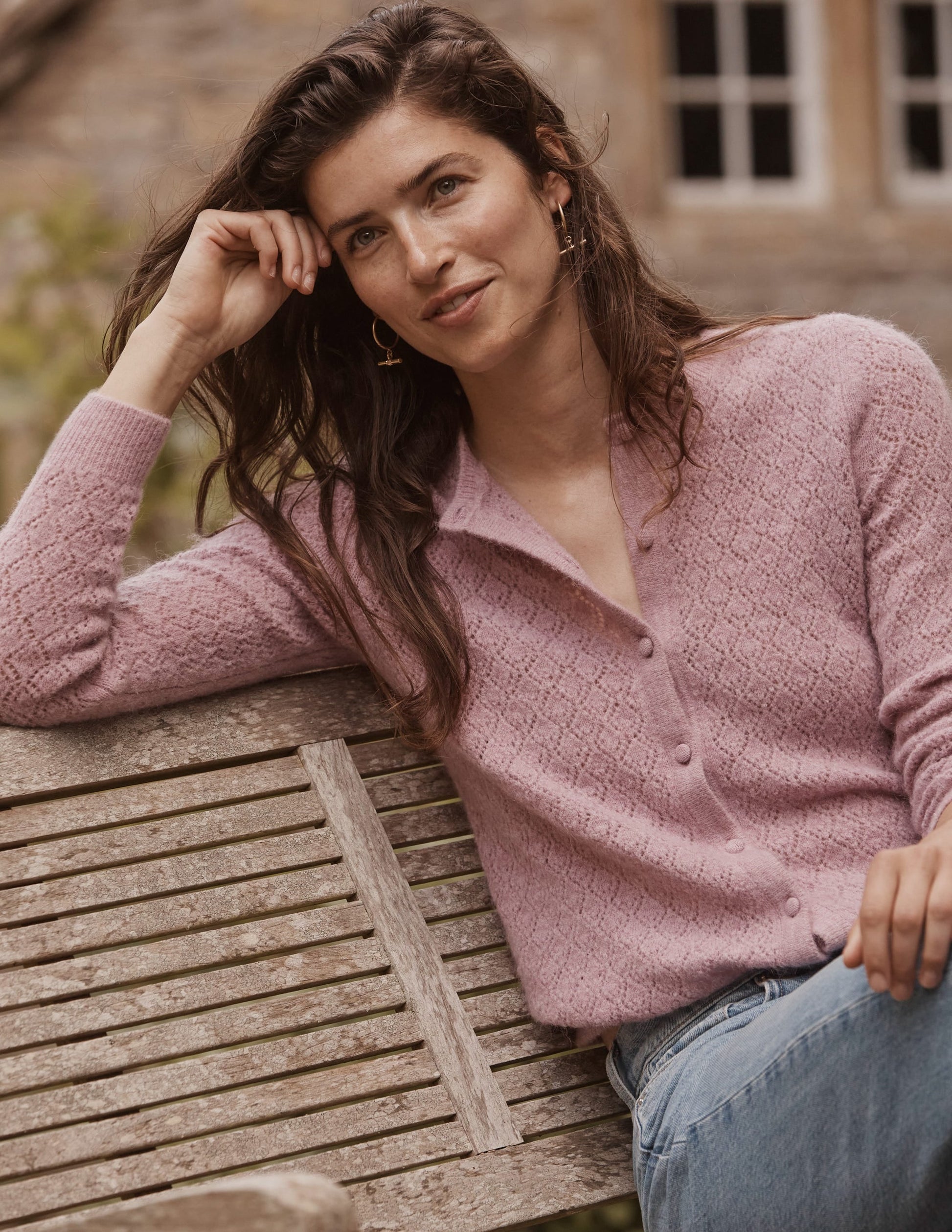 Fluffy Pointelle Cardigan-Strawberry Sherbet-10