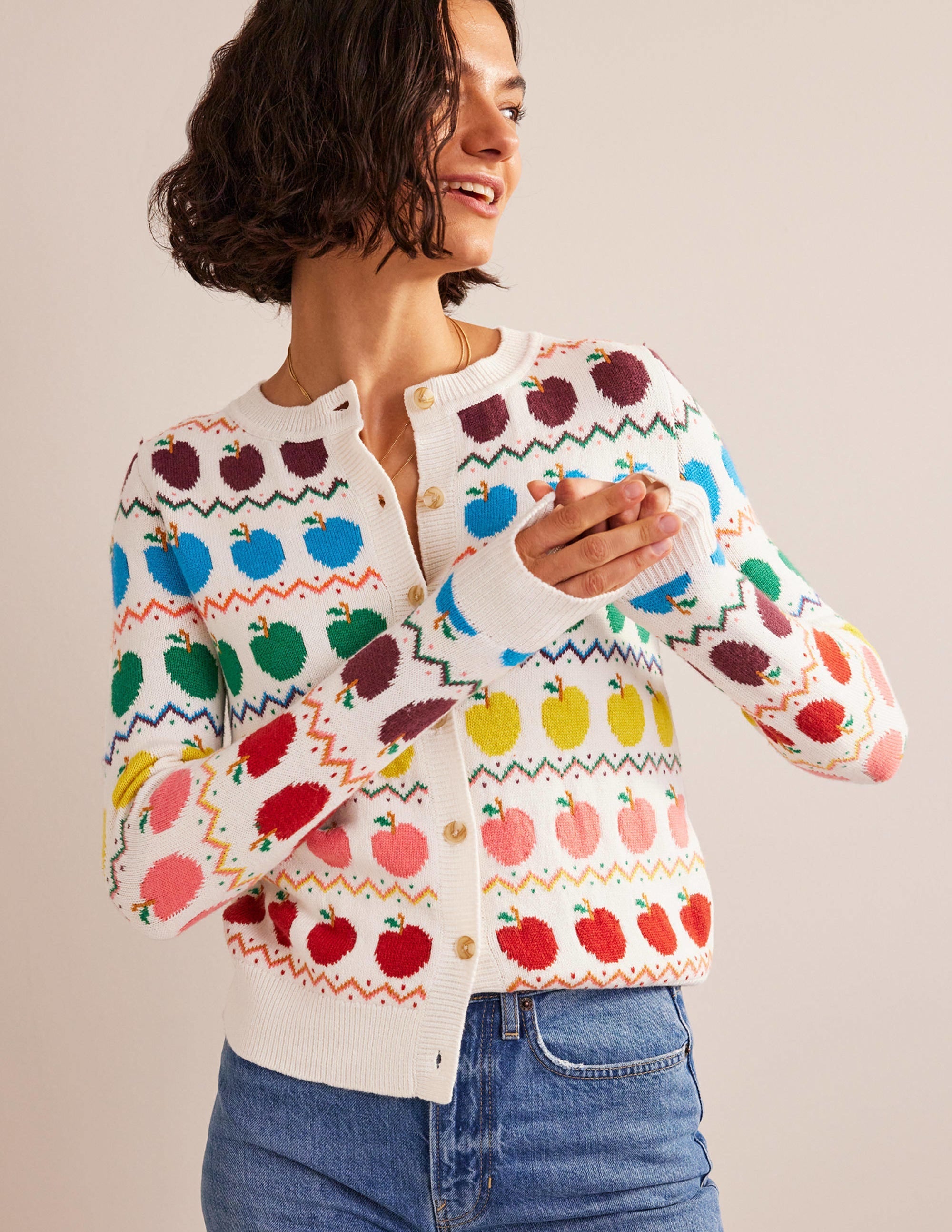 Edie Fair Isle Cardigan-Apple Fair Isle - Image 1