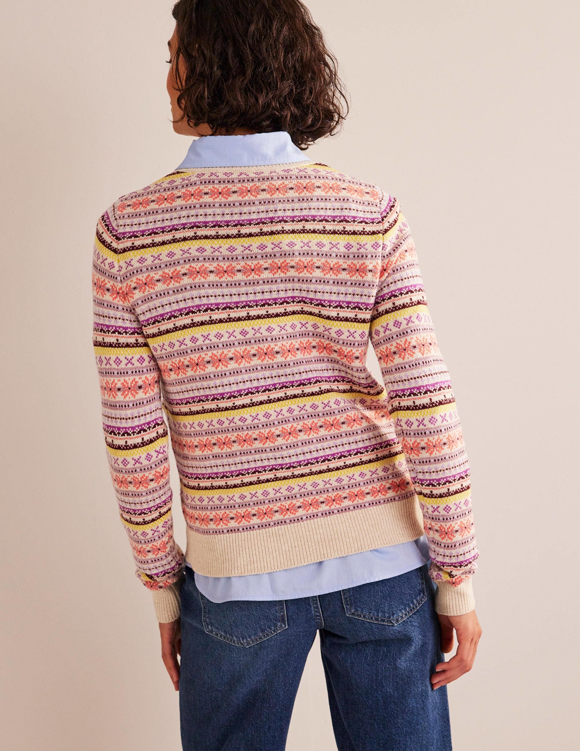 Edie Fair Isle Jumper-Chalky Pink Fair Isle - Image 3