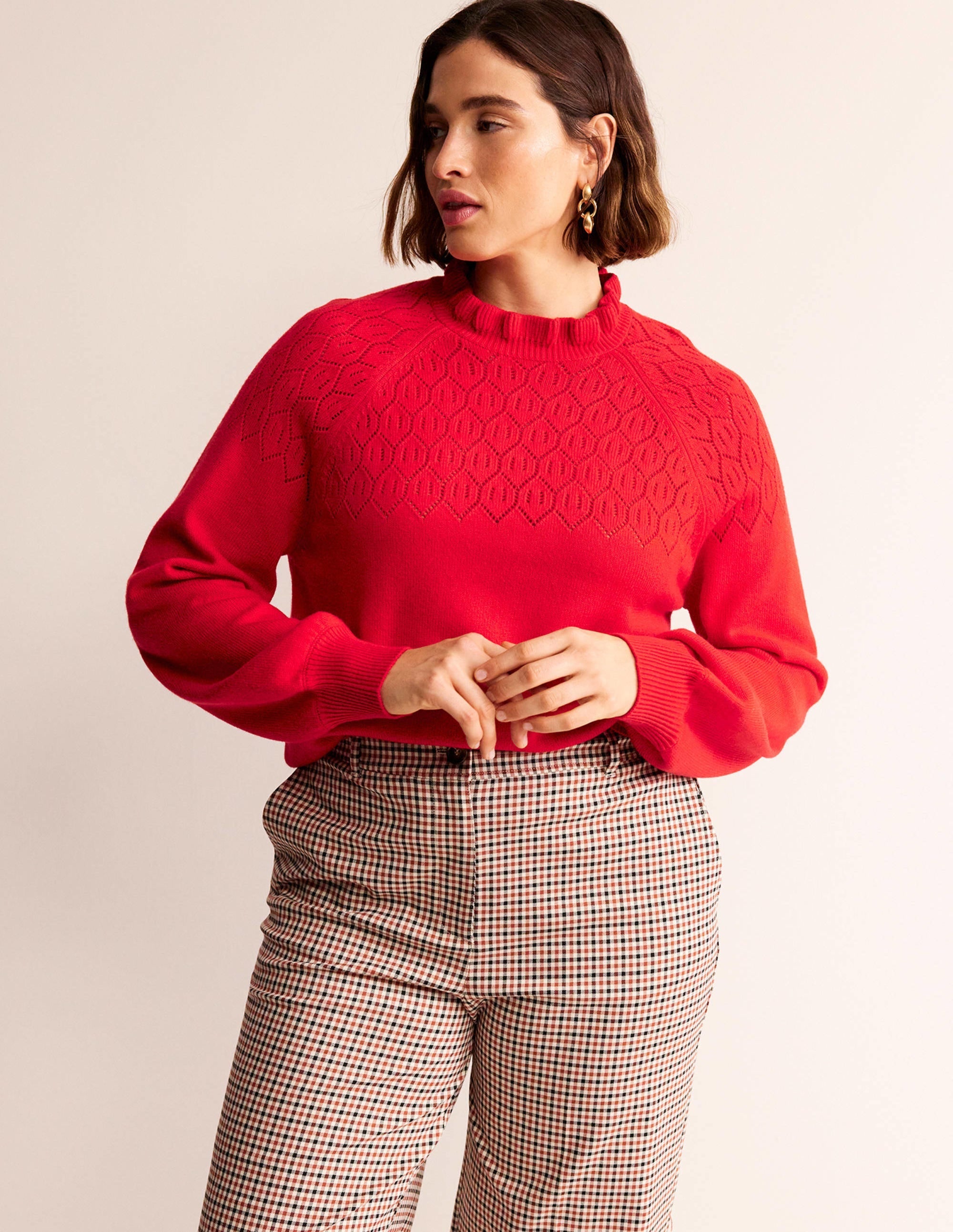 Pointelle Detailed Jumper-Hot Pepper - Image 5