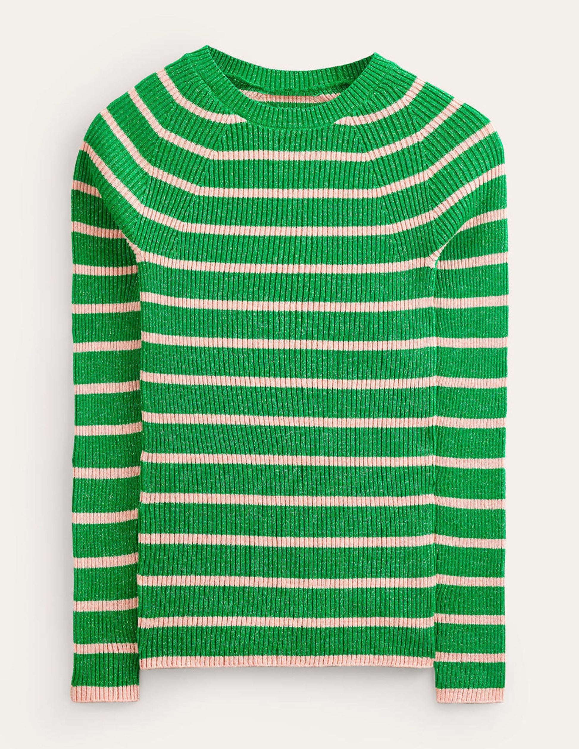 Effie Sparkle Stripe Jumper-Meadow Green, Chalky Pink-6