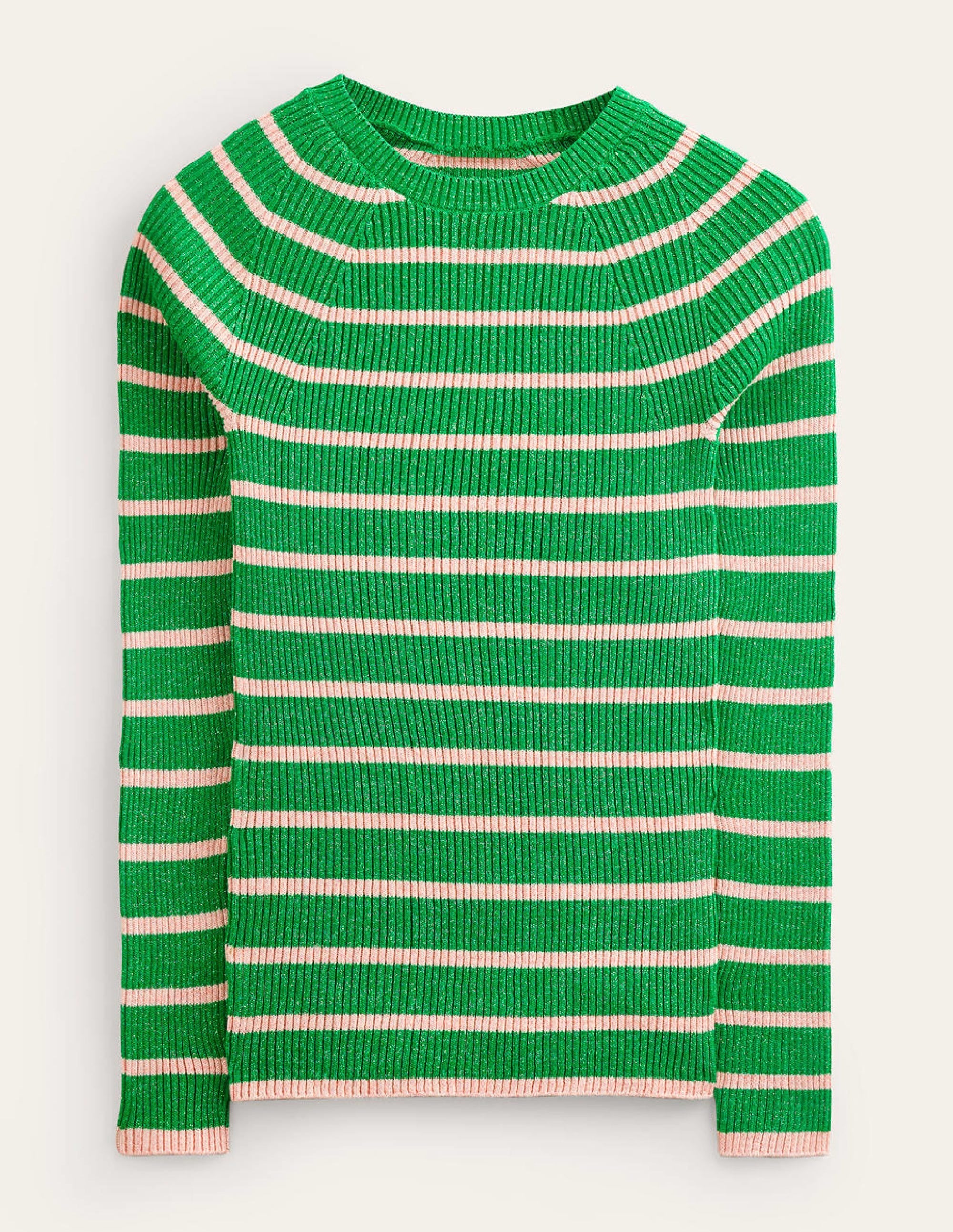 Effie Sparkle Stripe Jumper-Meadow Green, Chalky Pink - Image 6