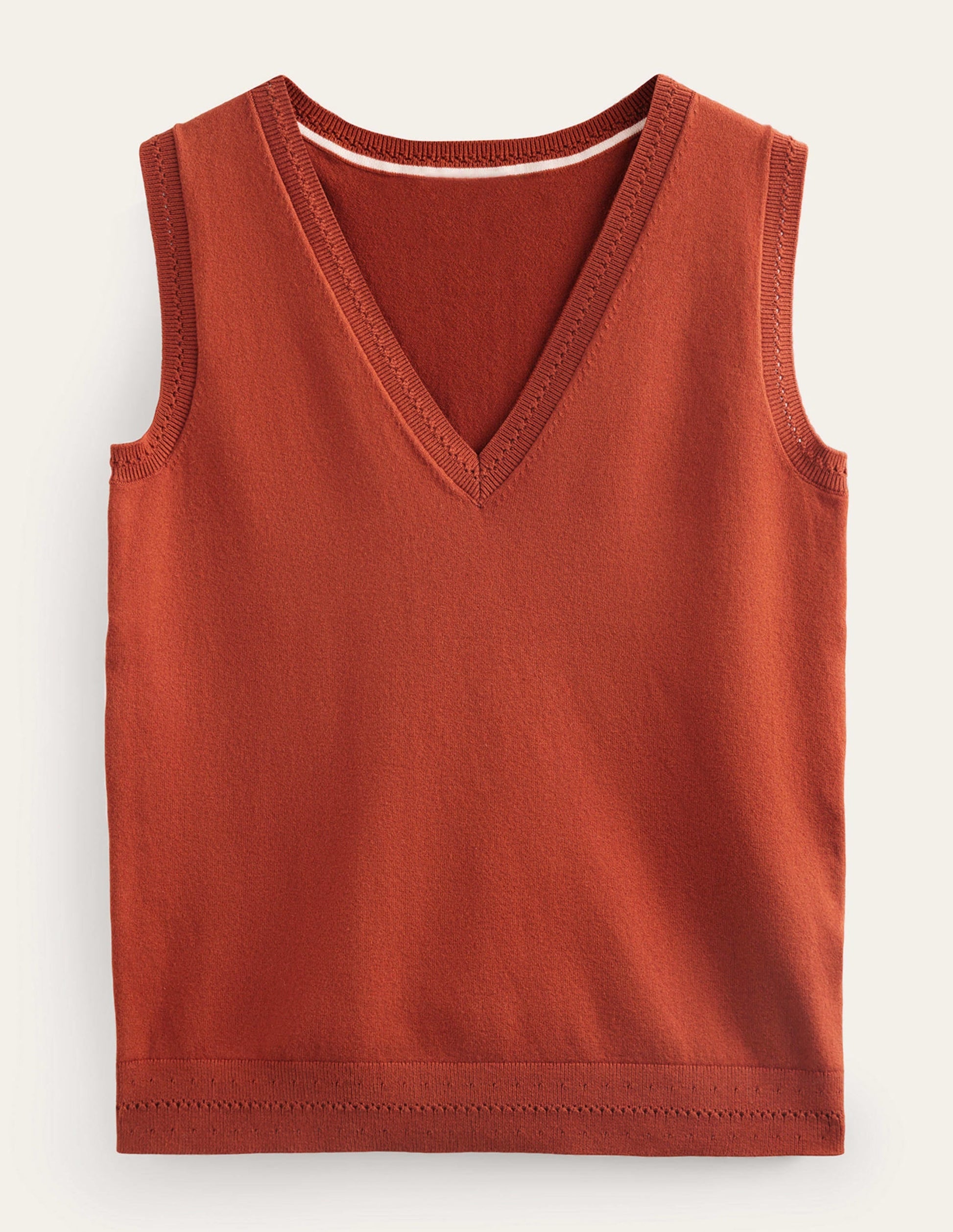 Catriona Cotton V-Neck Tank-Chestnut Brown-5