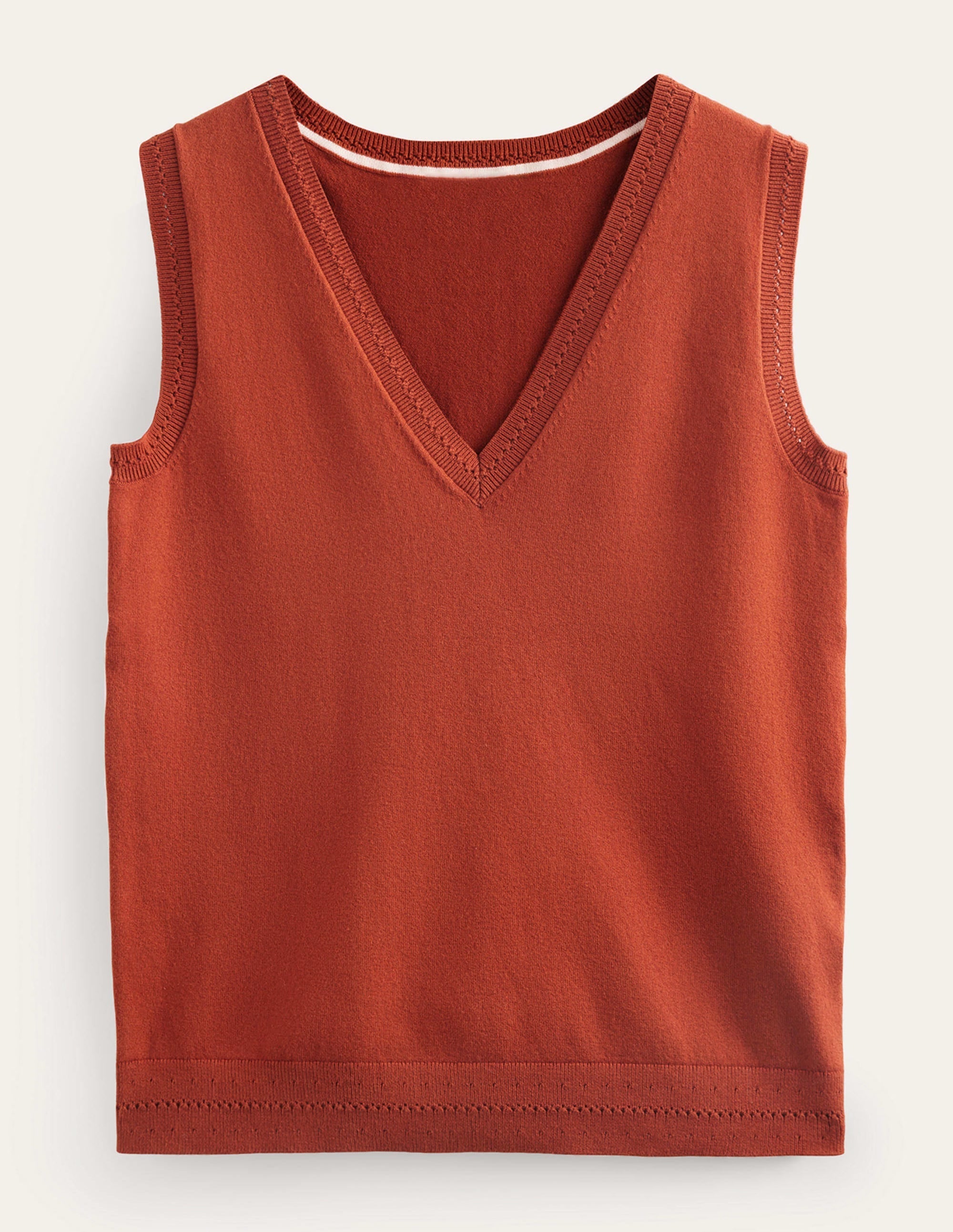 Catriona Cotton V-Neck Tank-Chestnut Brown - Image 5