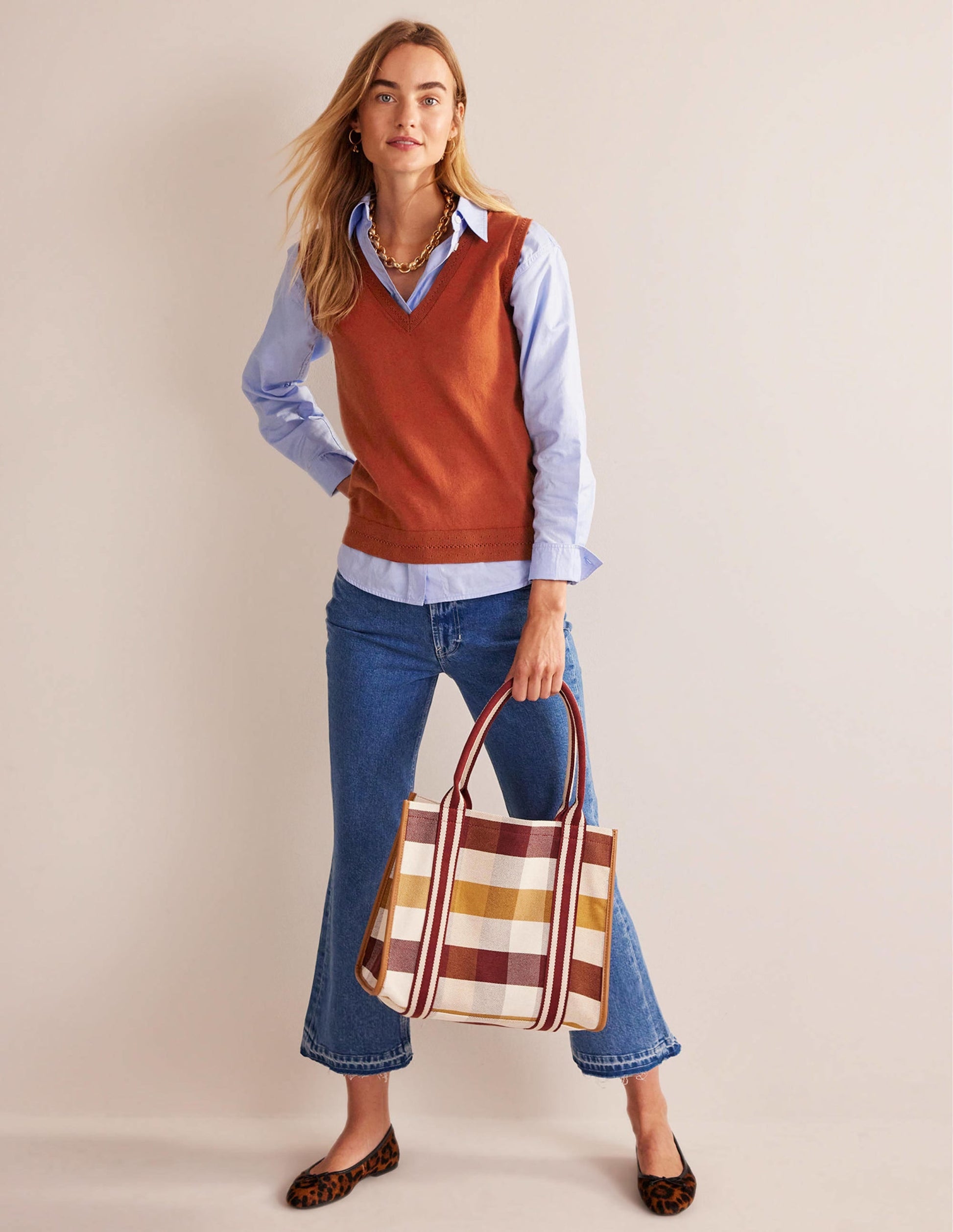 Catriona Cotton V-Neck Tank-Chestnut Brown-4