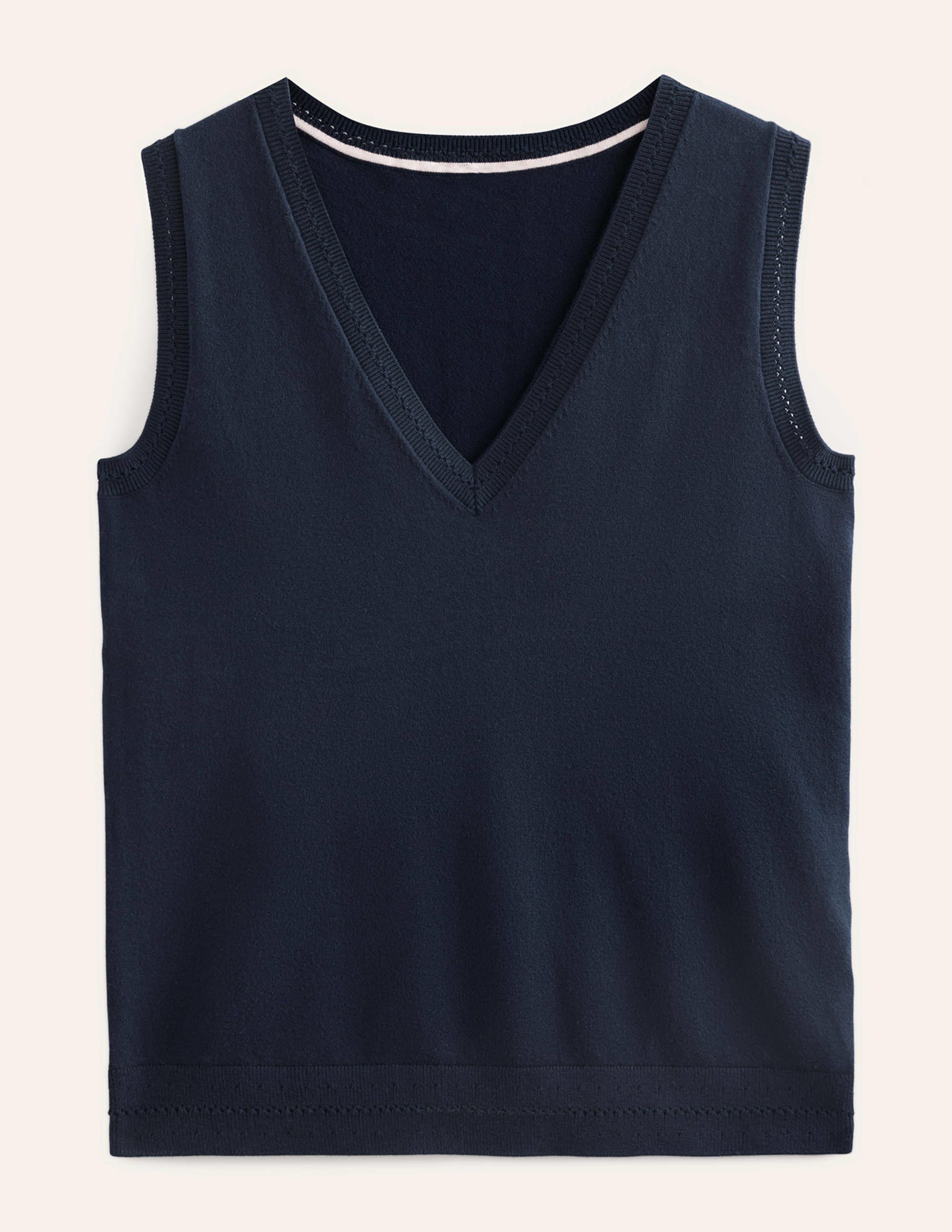 Catriona Cotton V-Neck Tank-Navy - Image 5