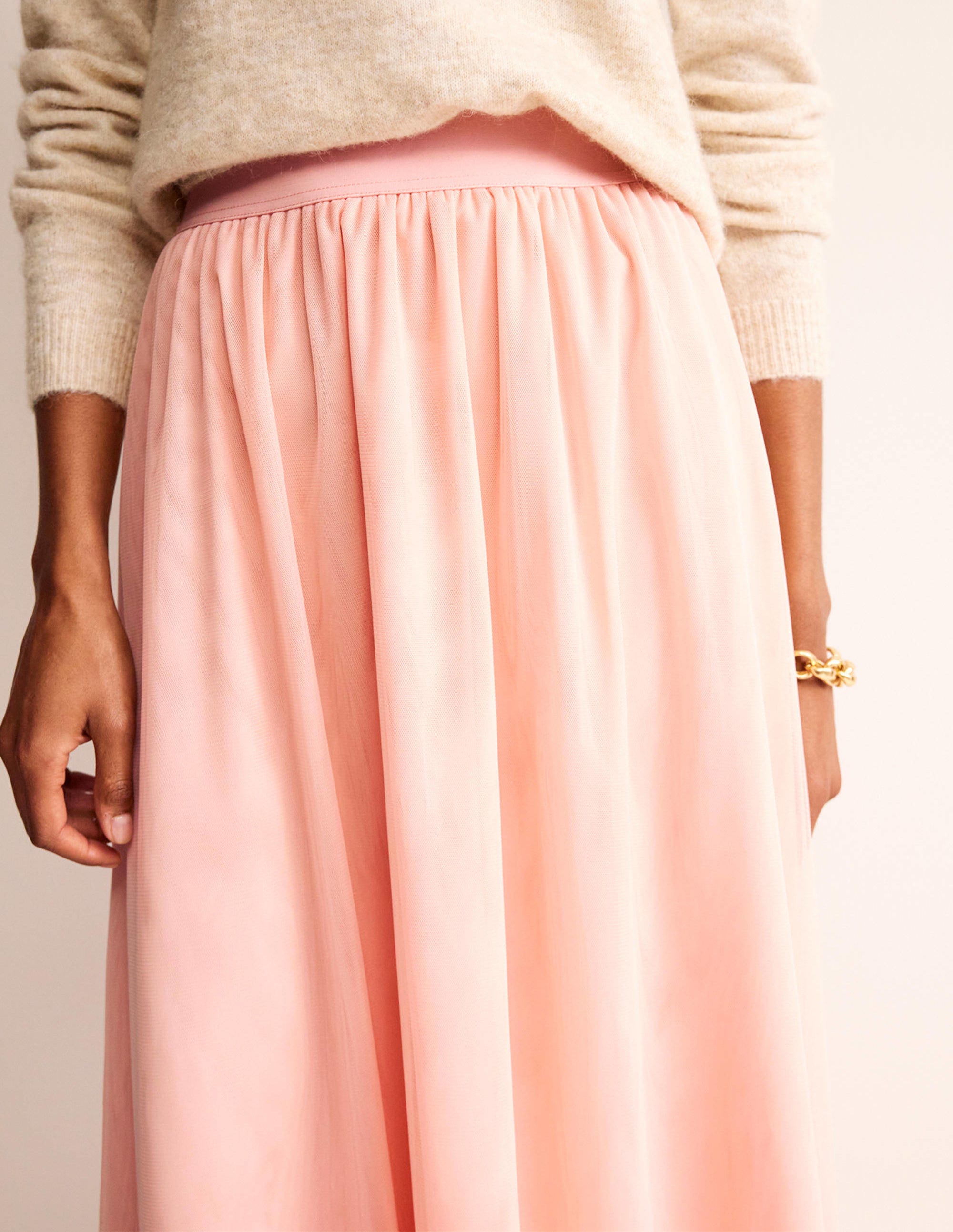 Tulle Full Midi Skirt-Pink - Image 2
