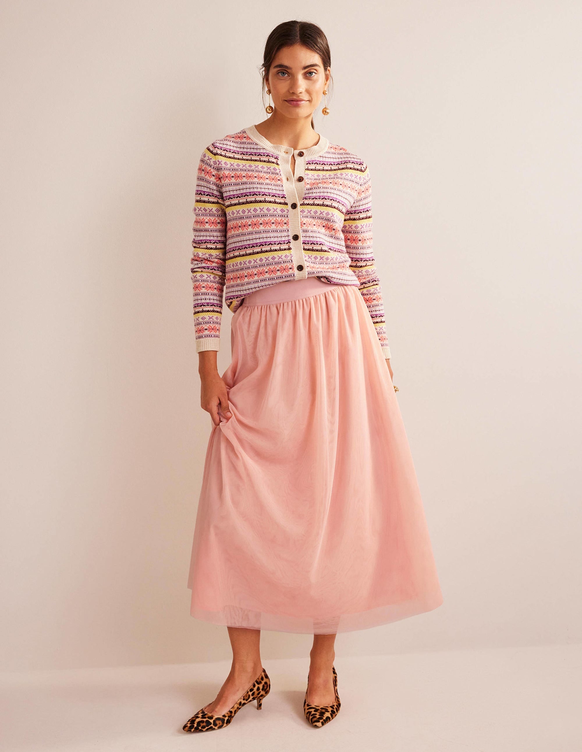 Tulle Full Midi Skirt-Pink - Image 5