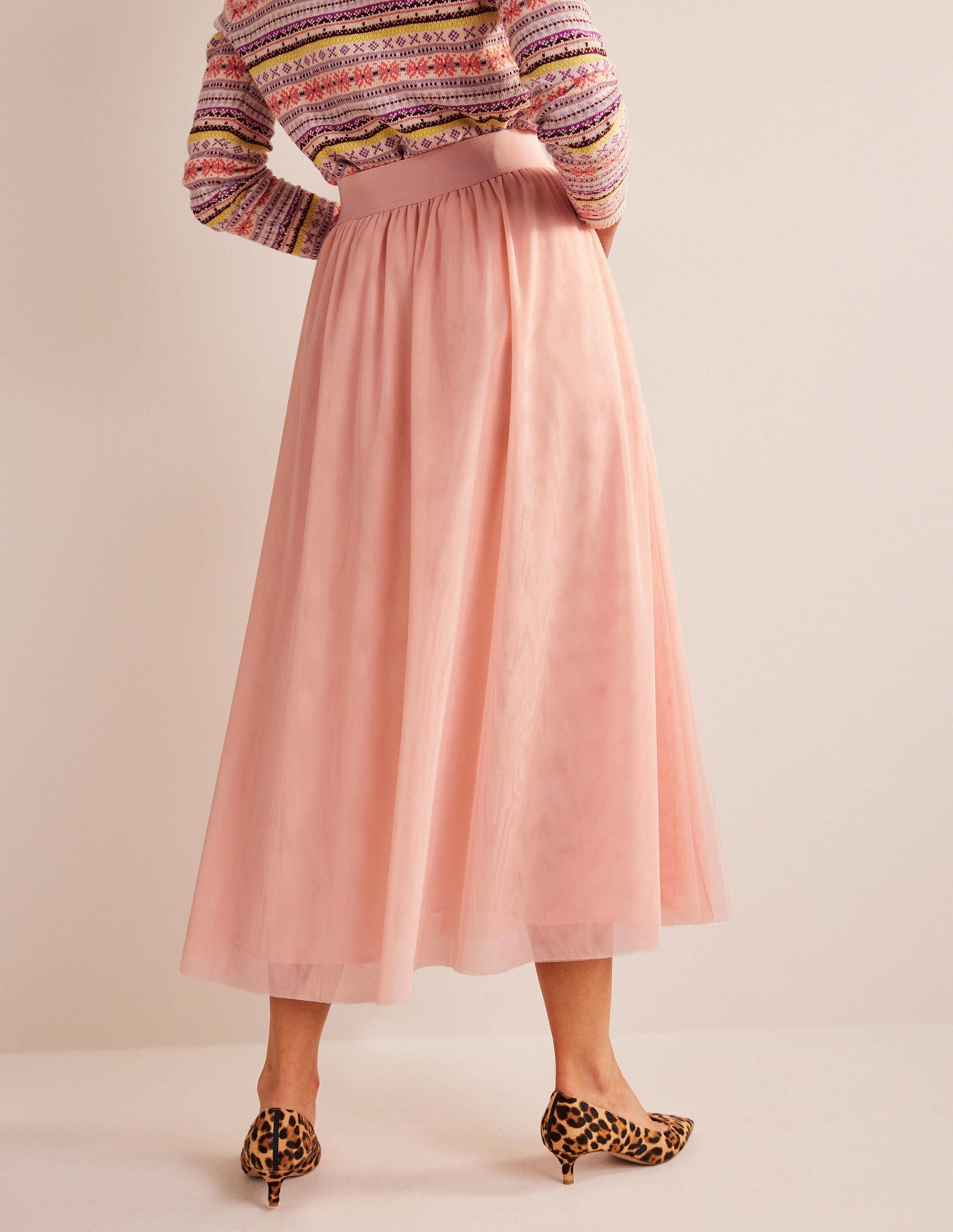 Tulle Full Midi Skirt-Pink - Image 6