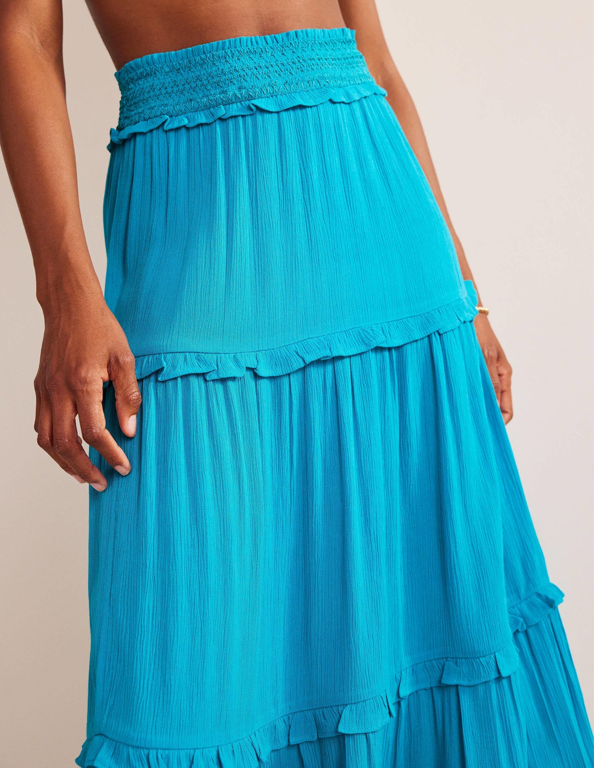 Smocked-Waist Holiday Skirt-Ultramarine-2
