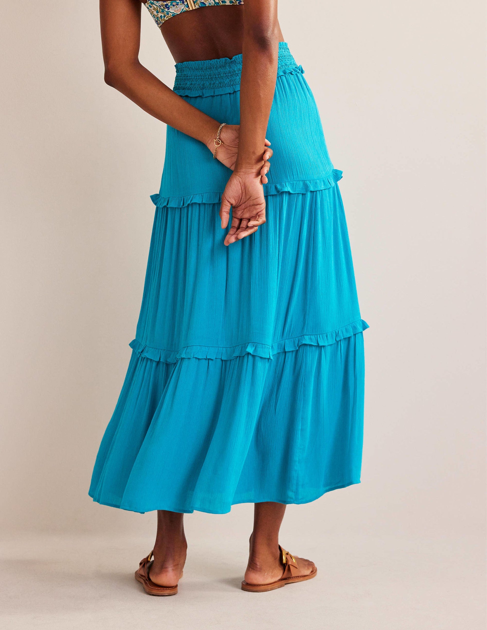 Smocked-Waist Holiday Skirt-Ultramarine-3
