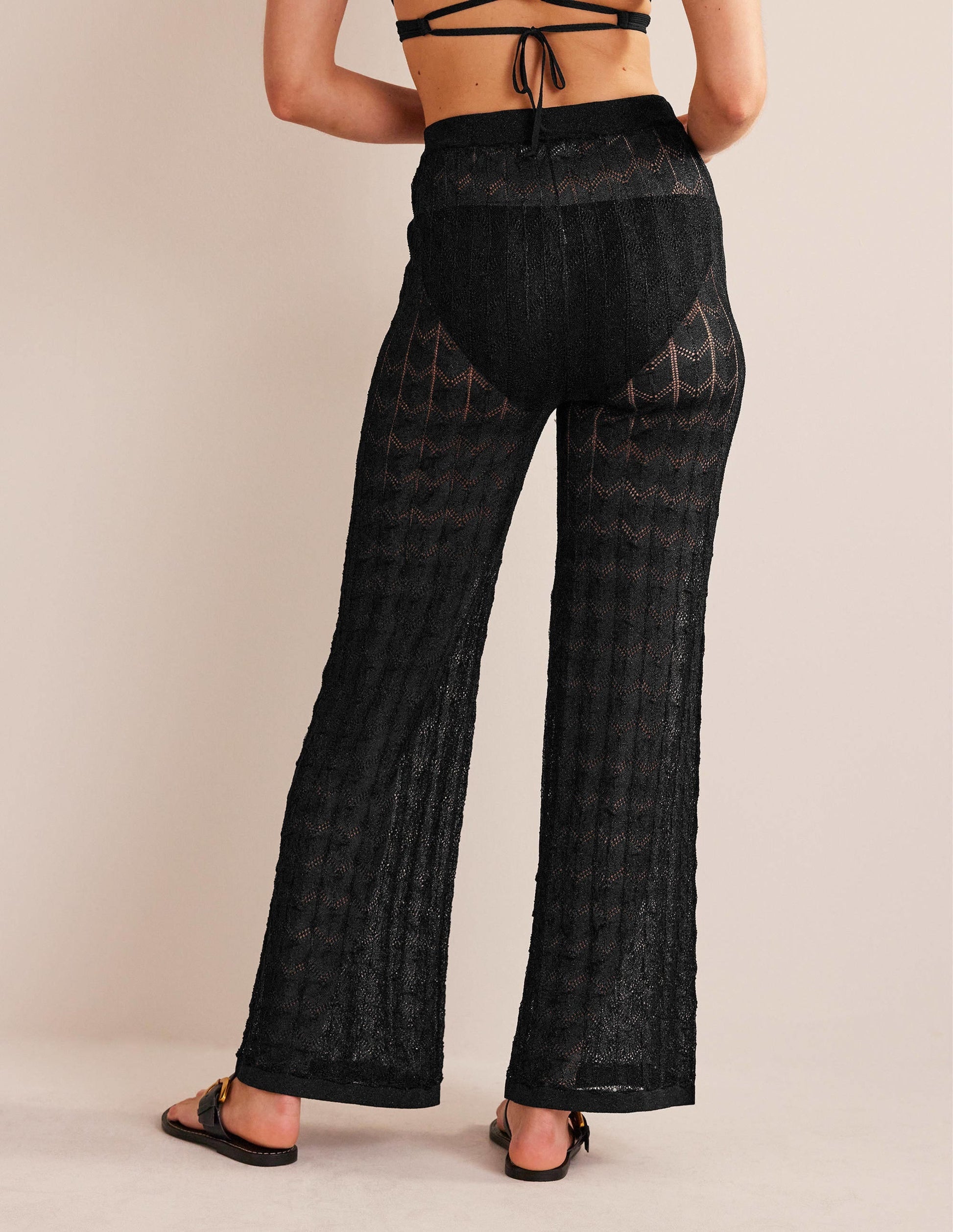 Knitted Beach Trousers-Metallic Black-3