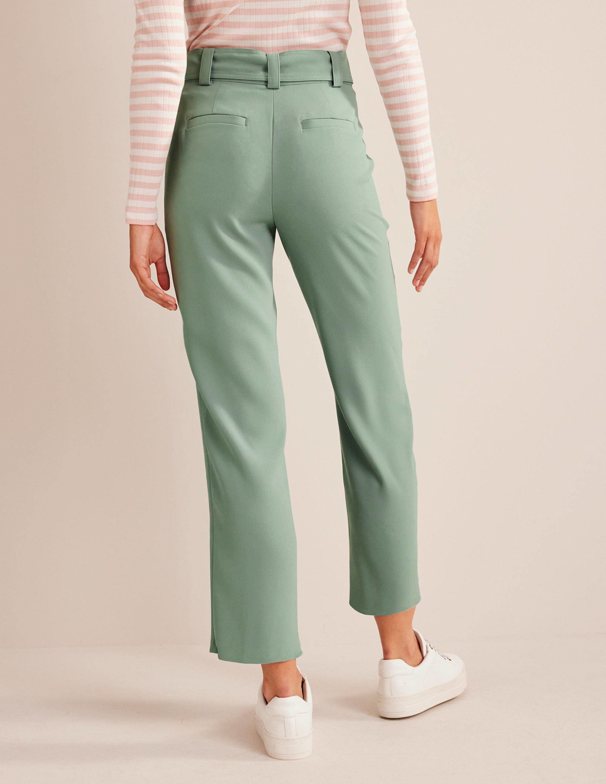 Tie-Waist Tapered Trousers-Iceberg Green - Image 3